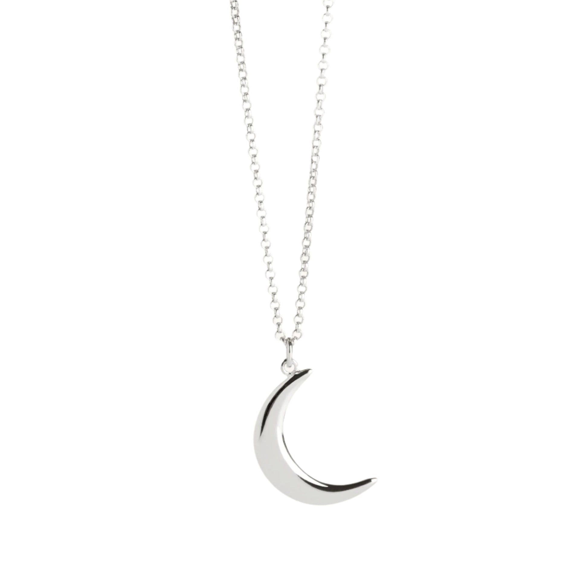 Crescent Moon Necklace Silver