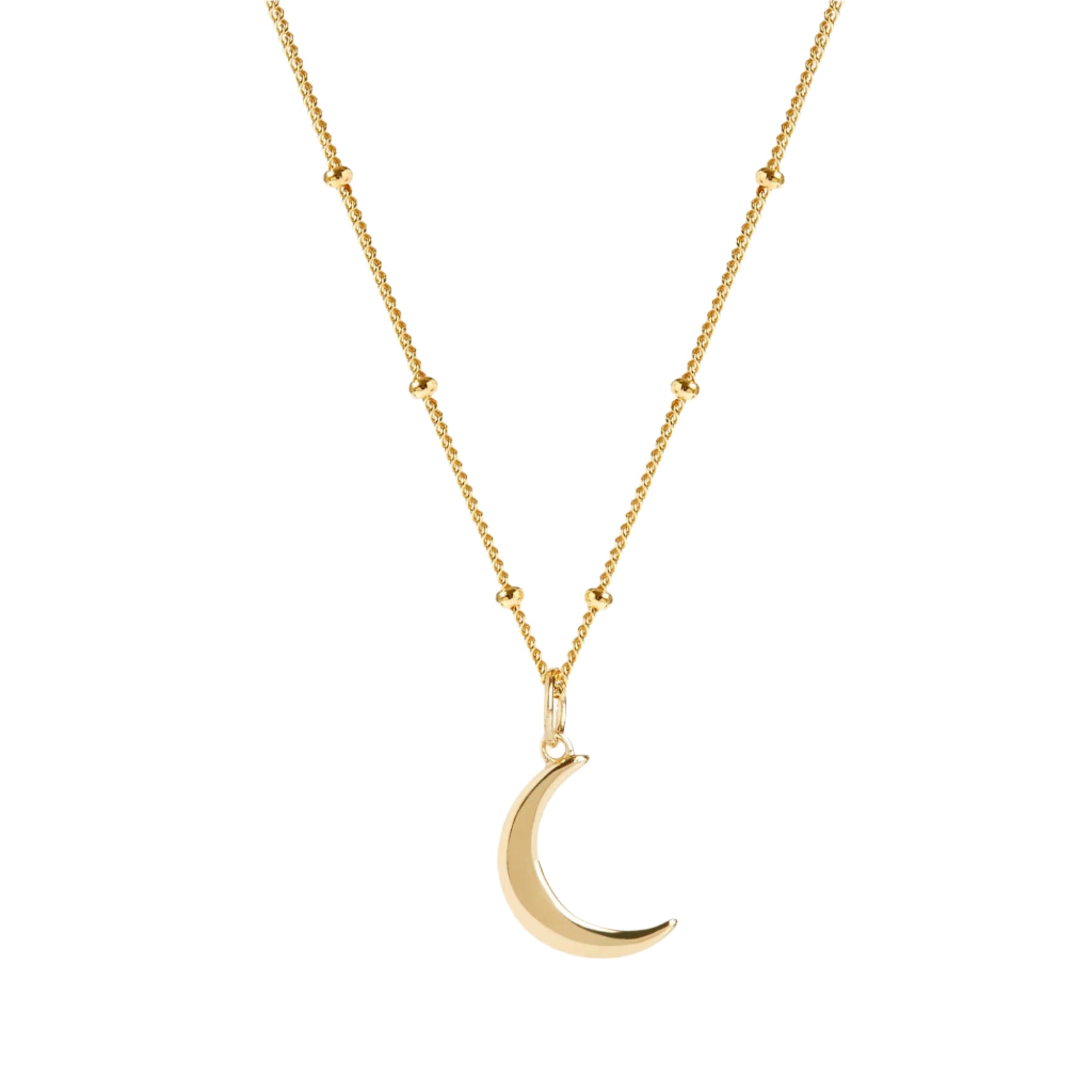 Moon Pendant Bead Chain Gold