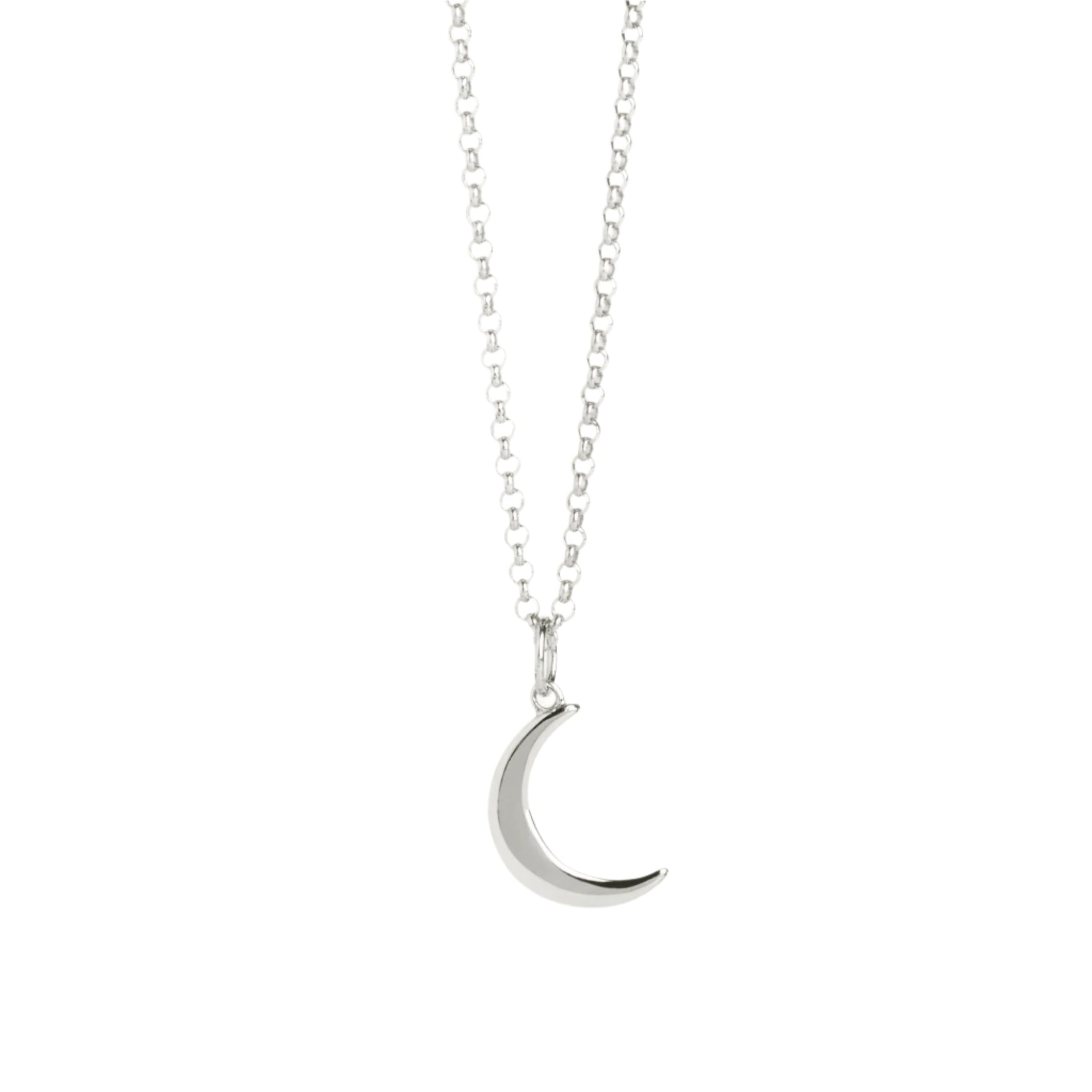 Mini Crescent Moon Necklace Silver
