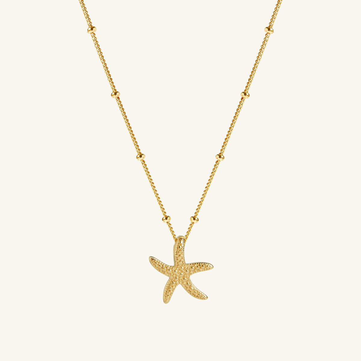 Gold Starfish Necklace With Bead Chain