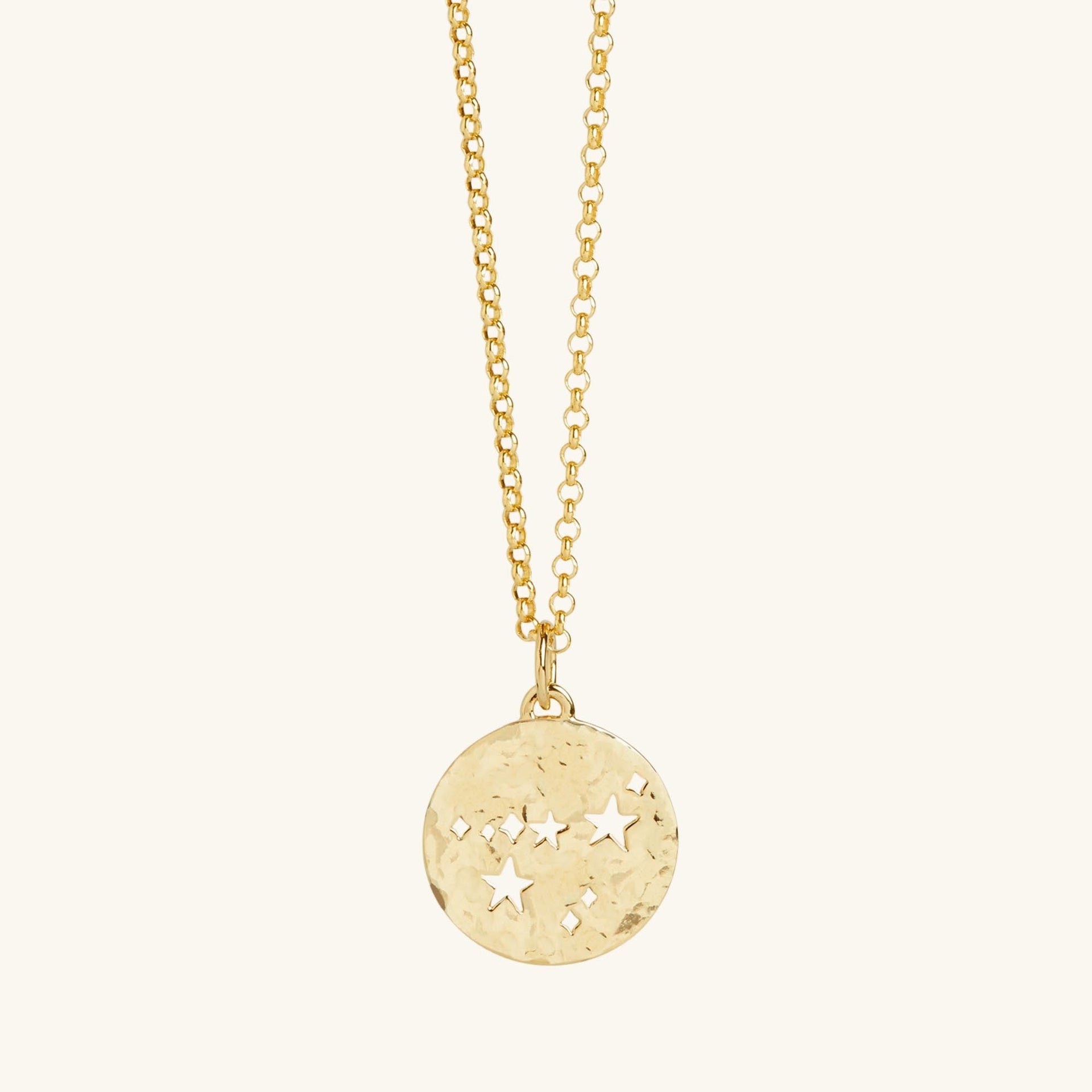 Capricorn Zodiac Necklace Hammered Gold