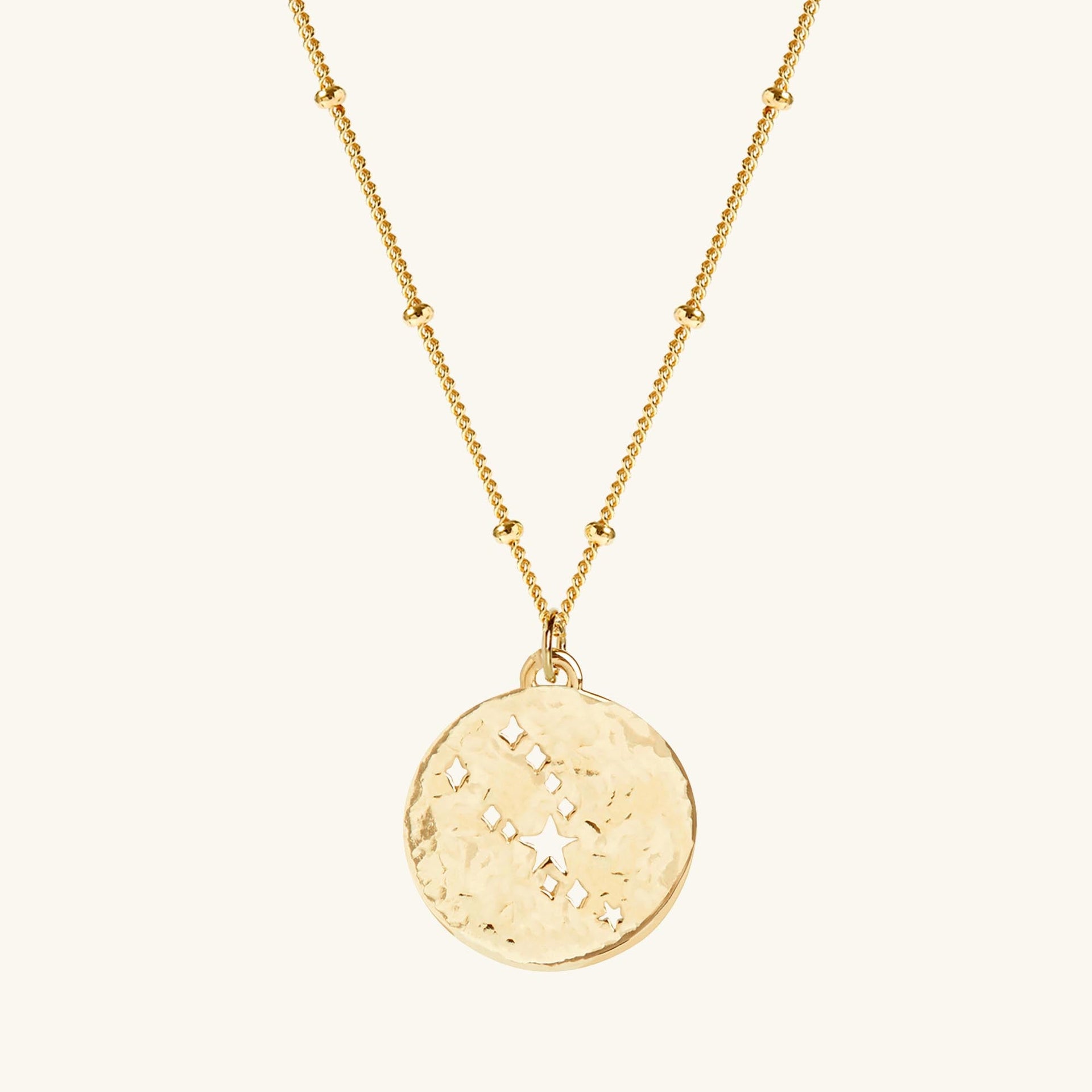Taurus Zodiac Necklace Hammered Gold