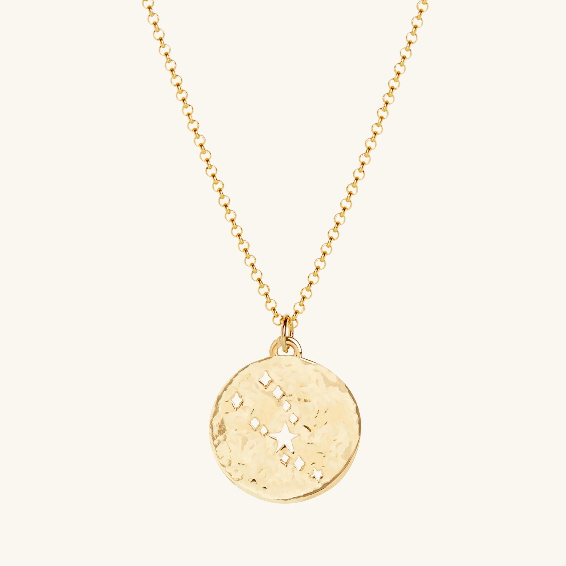 Taurus Zodiac Necklace Hammered Gold