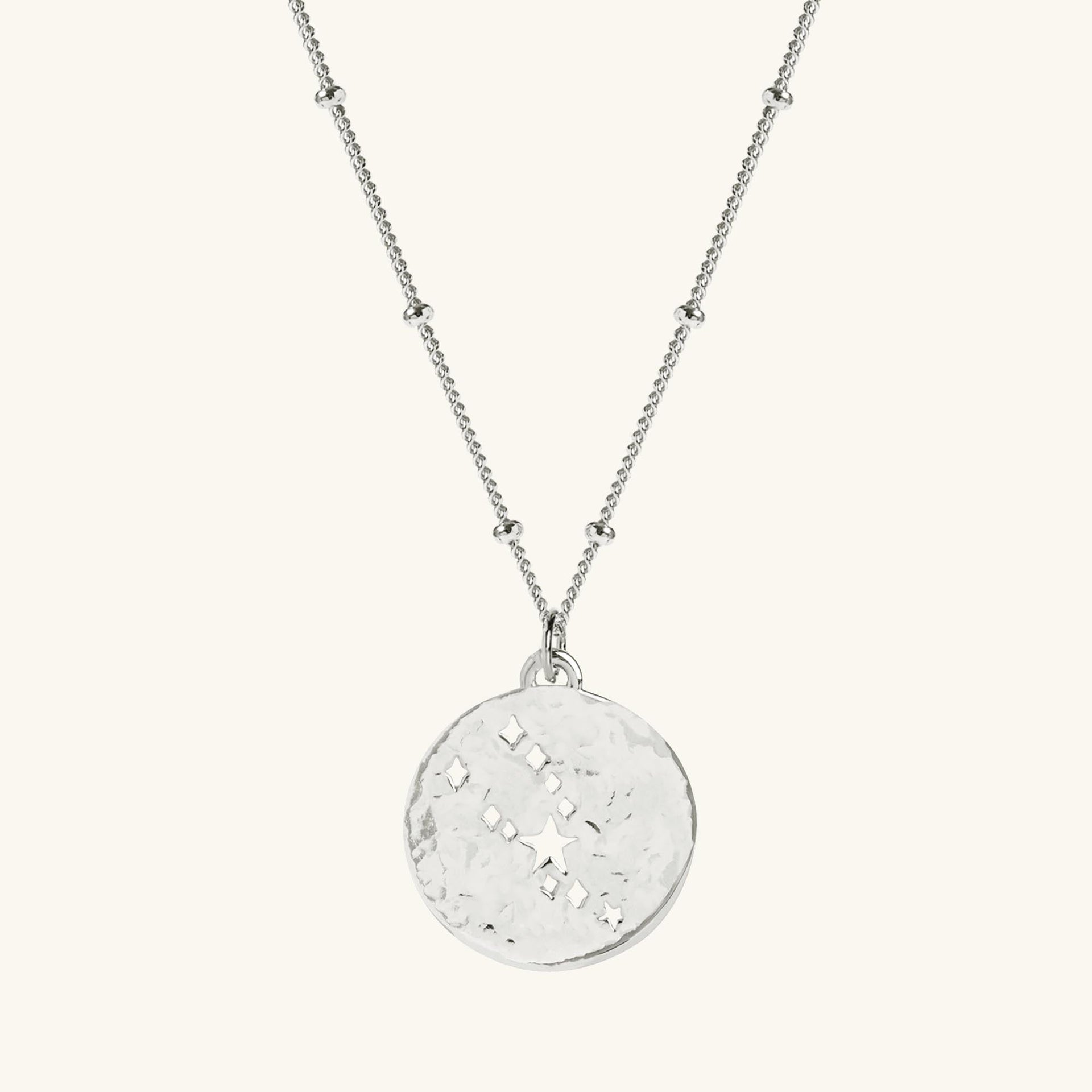 Taurus Zodiac Necklace Hammered Silver