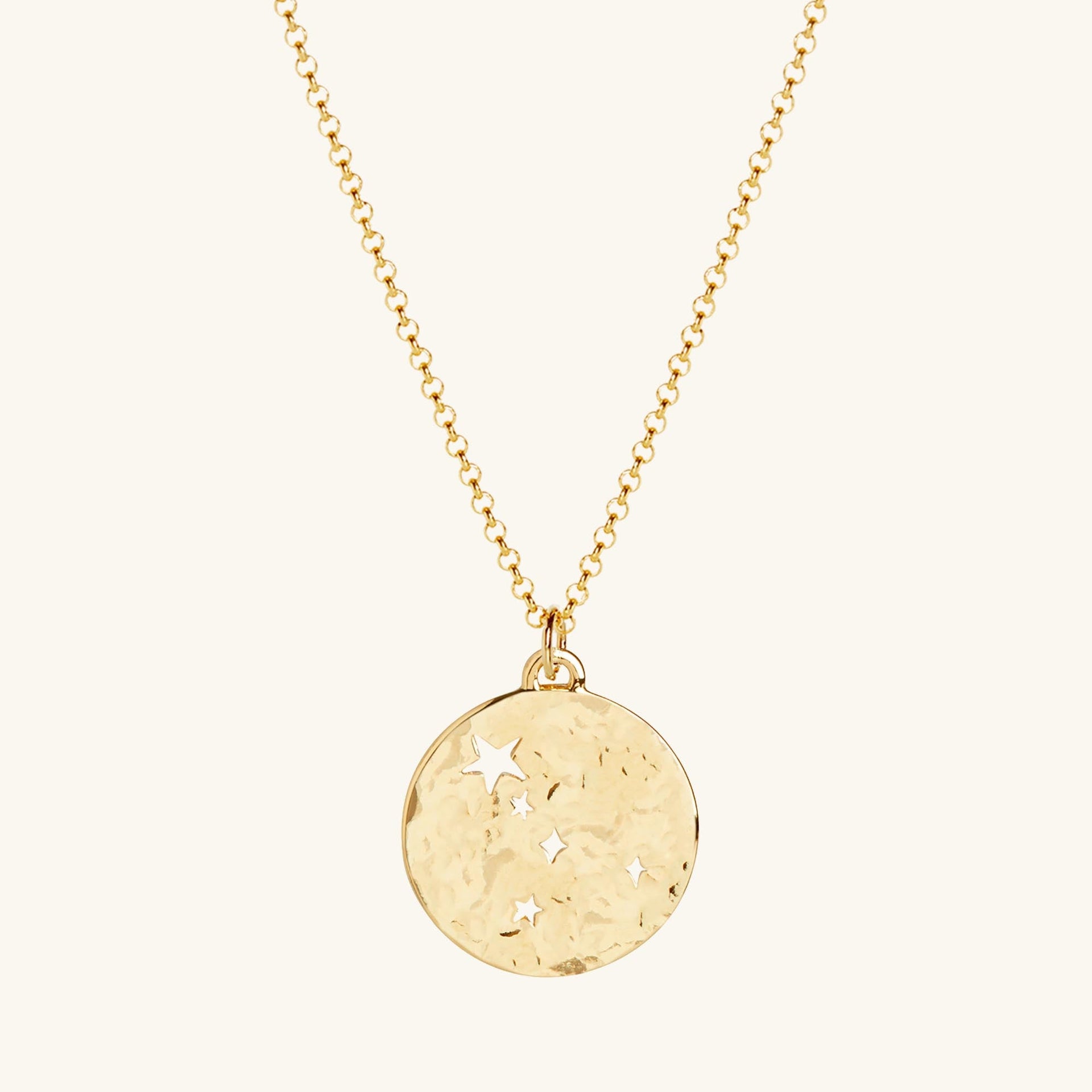 Cancer Zodiac Necklace Hammered Gold