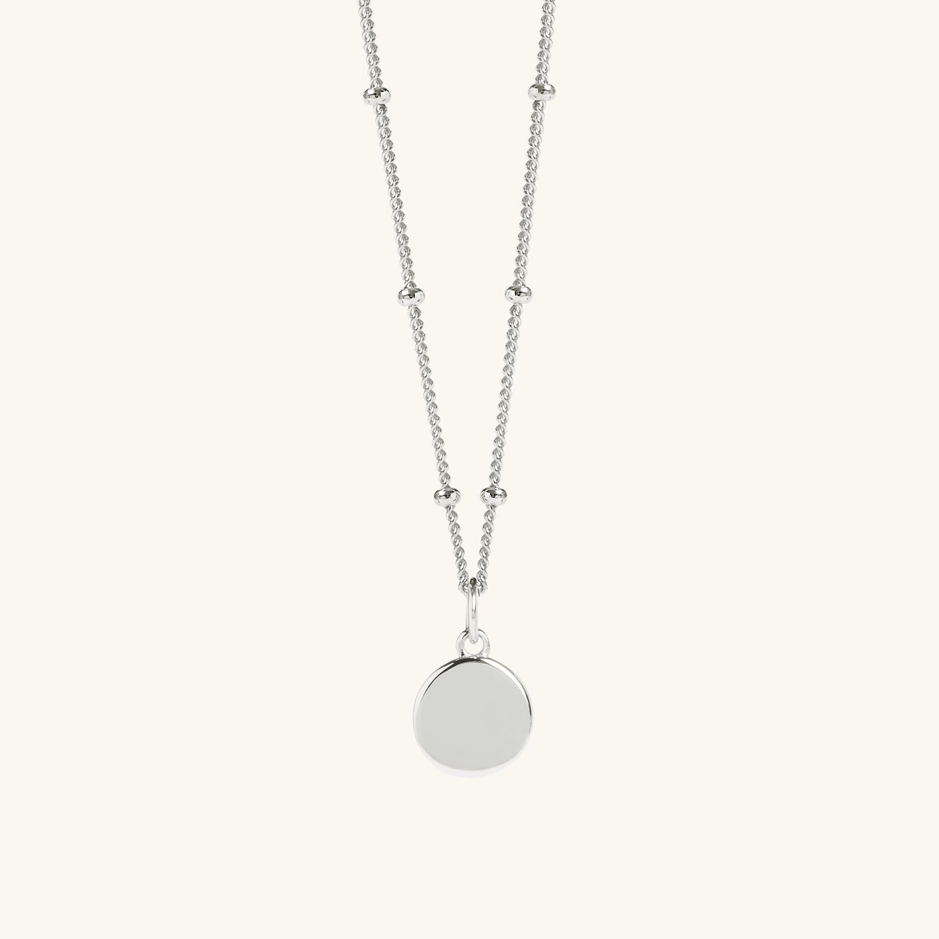 Mini Disc Necklace in Silver With Bead Chain
