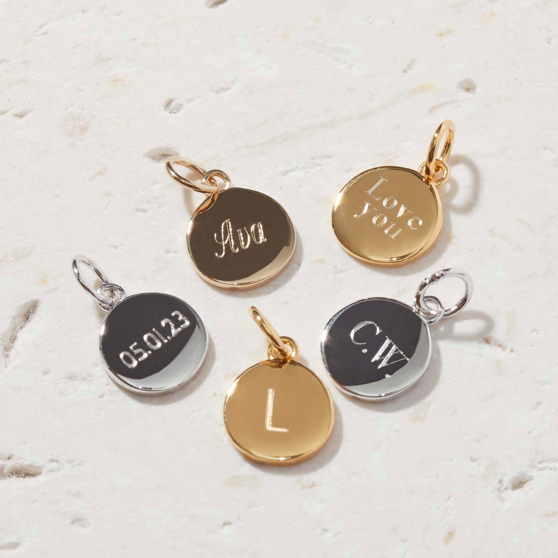 Mini Personalised Disc Pendant Gold