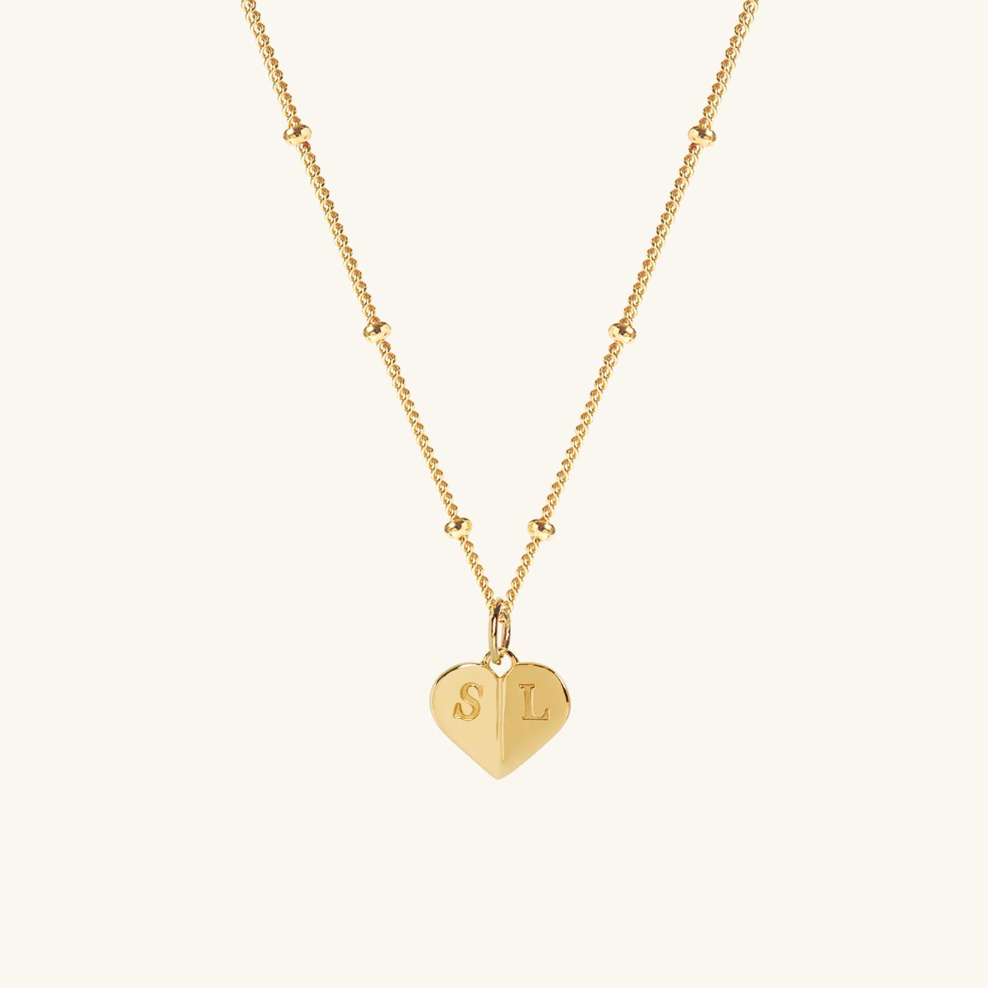 Gold Mini Heart Necklace With Bead Chain