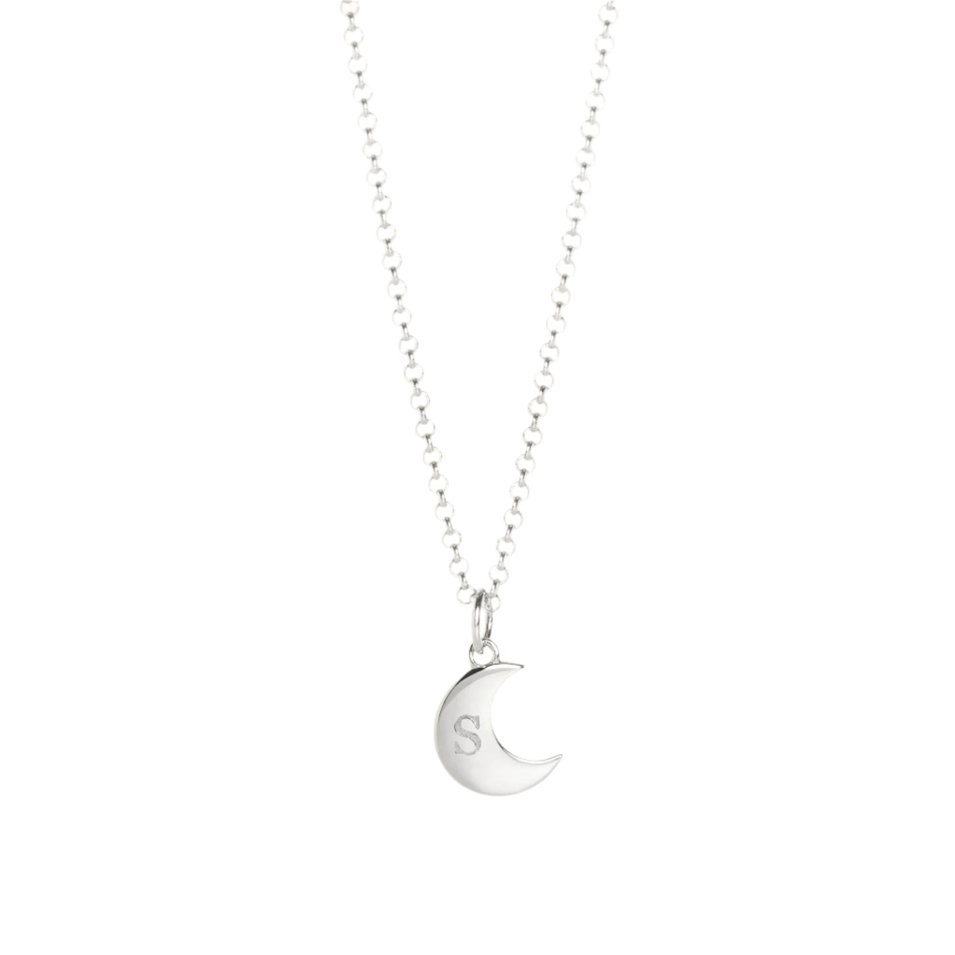 Personalised Moon Necklace Silver