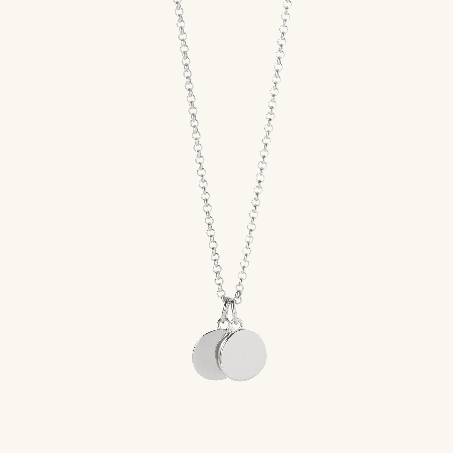 Mother and Child Double Disc Necklace Silver