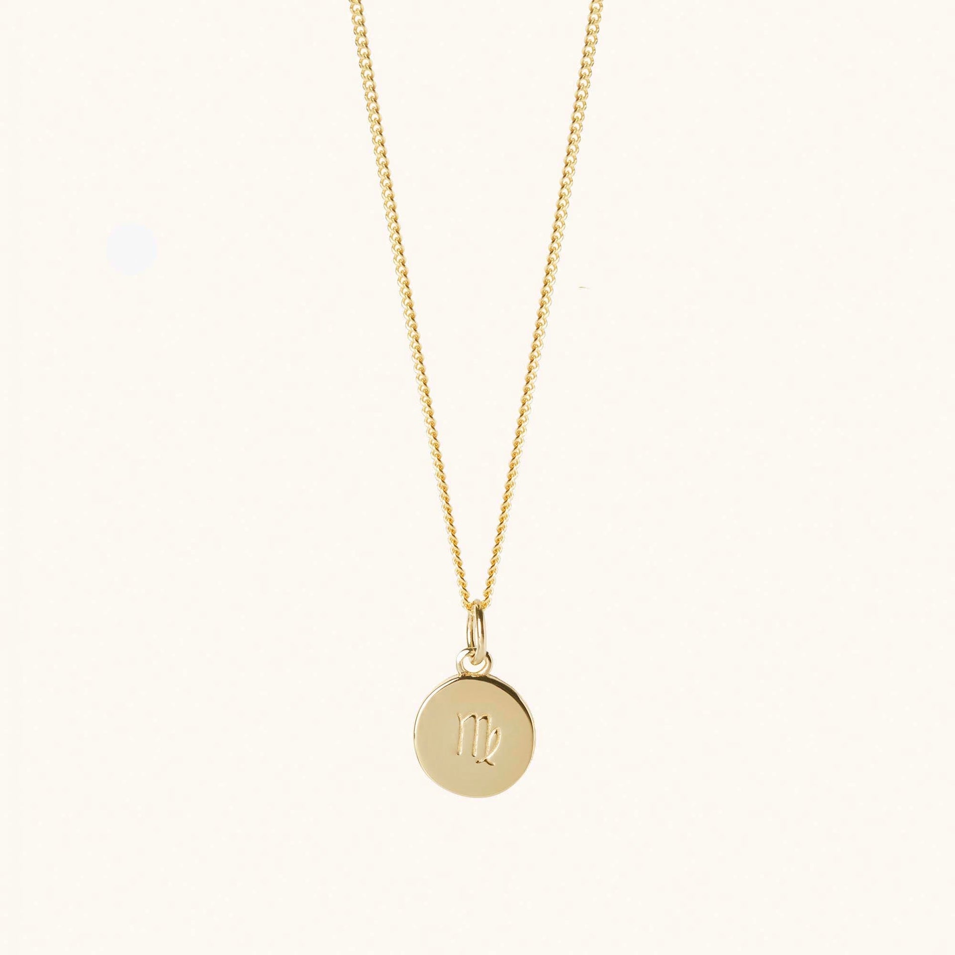 Gold Zodiac Disc Necklace With Curb Chain