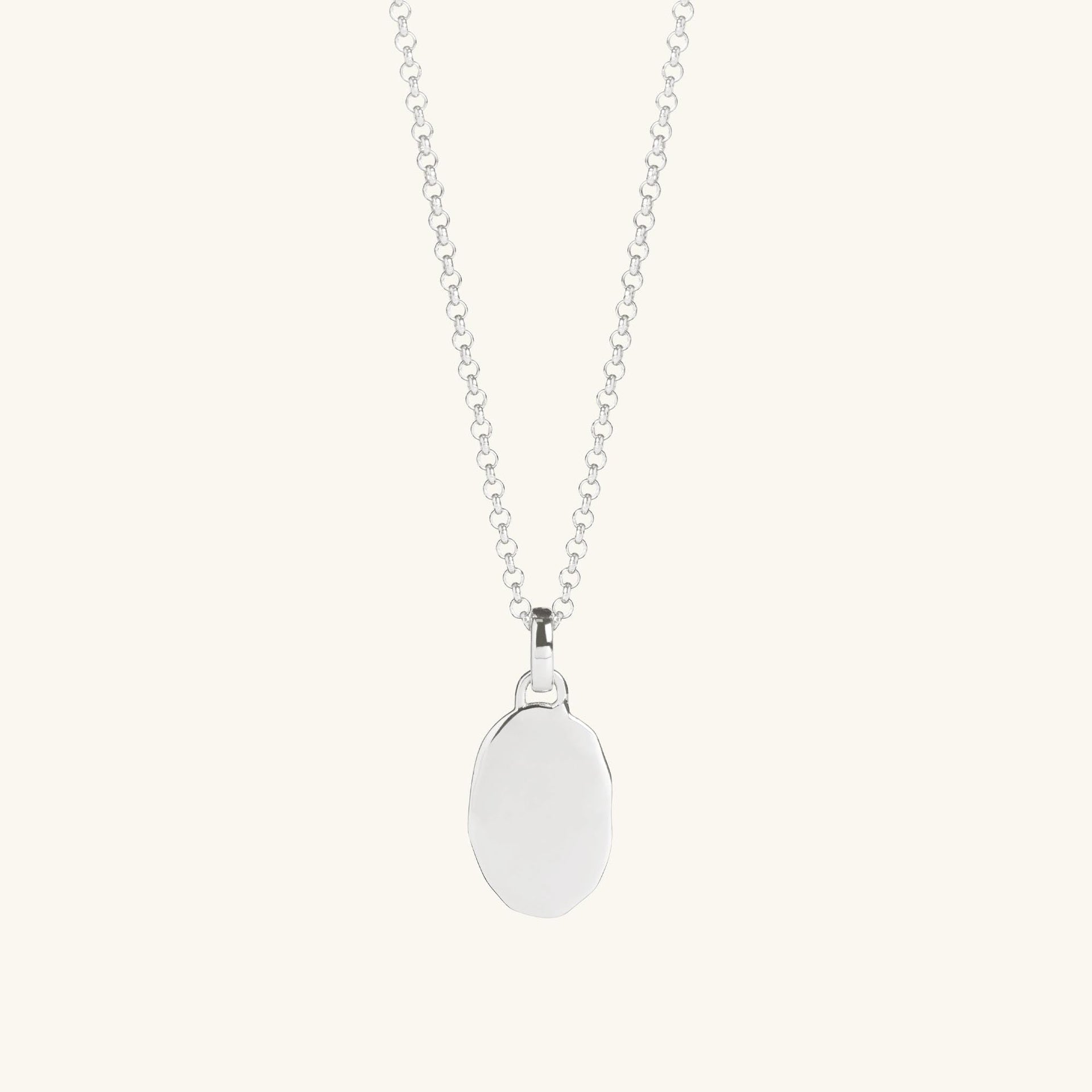 Oval Personalised Necklace Silver