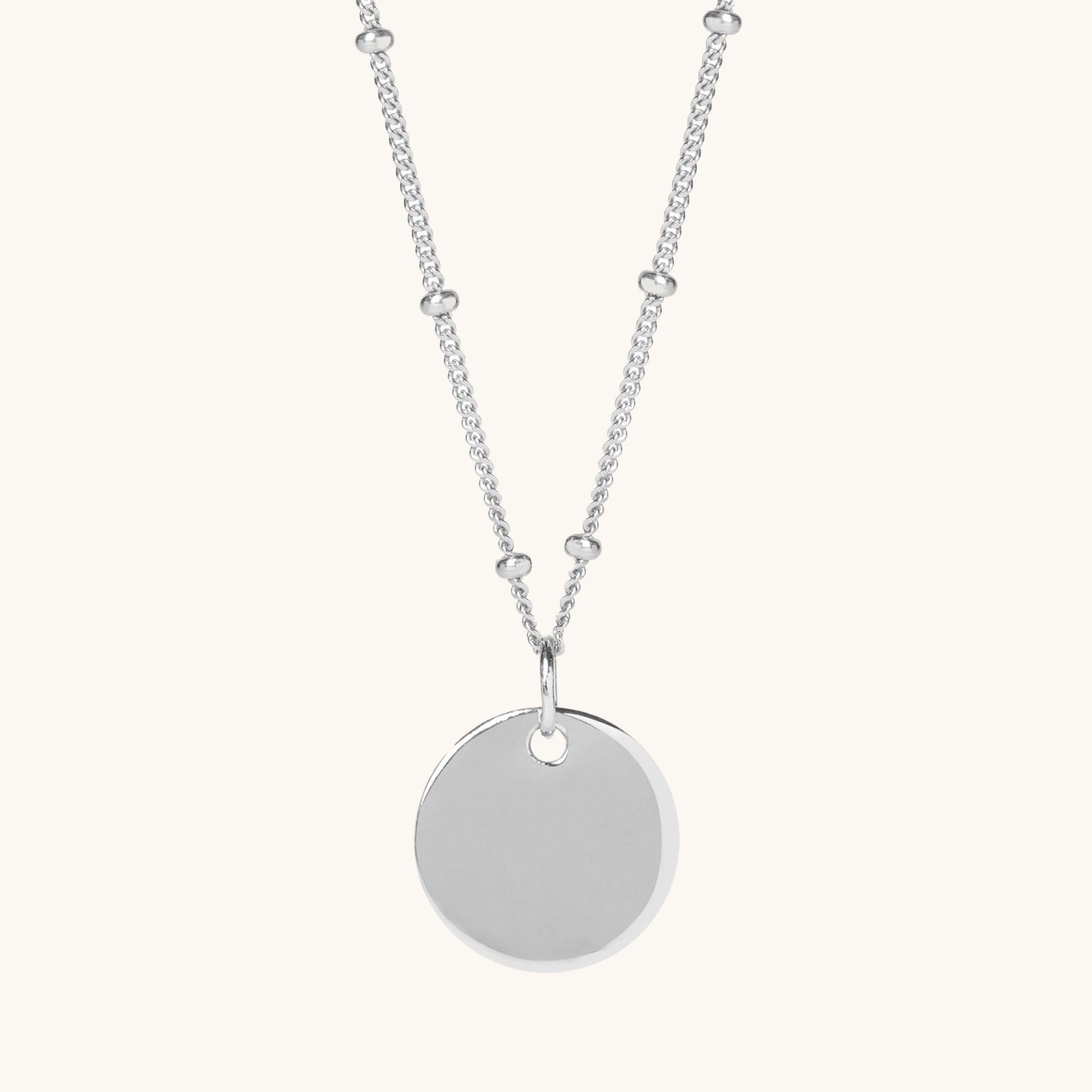 Engraveable Round Bead Necklace Silver