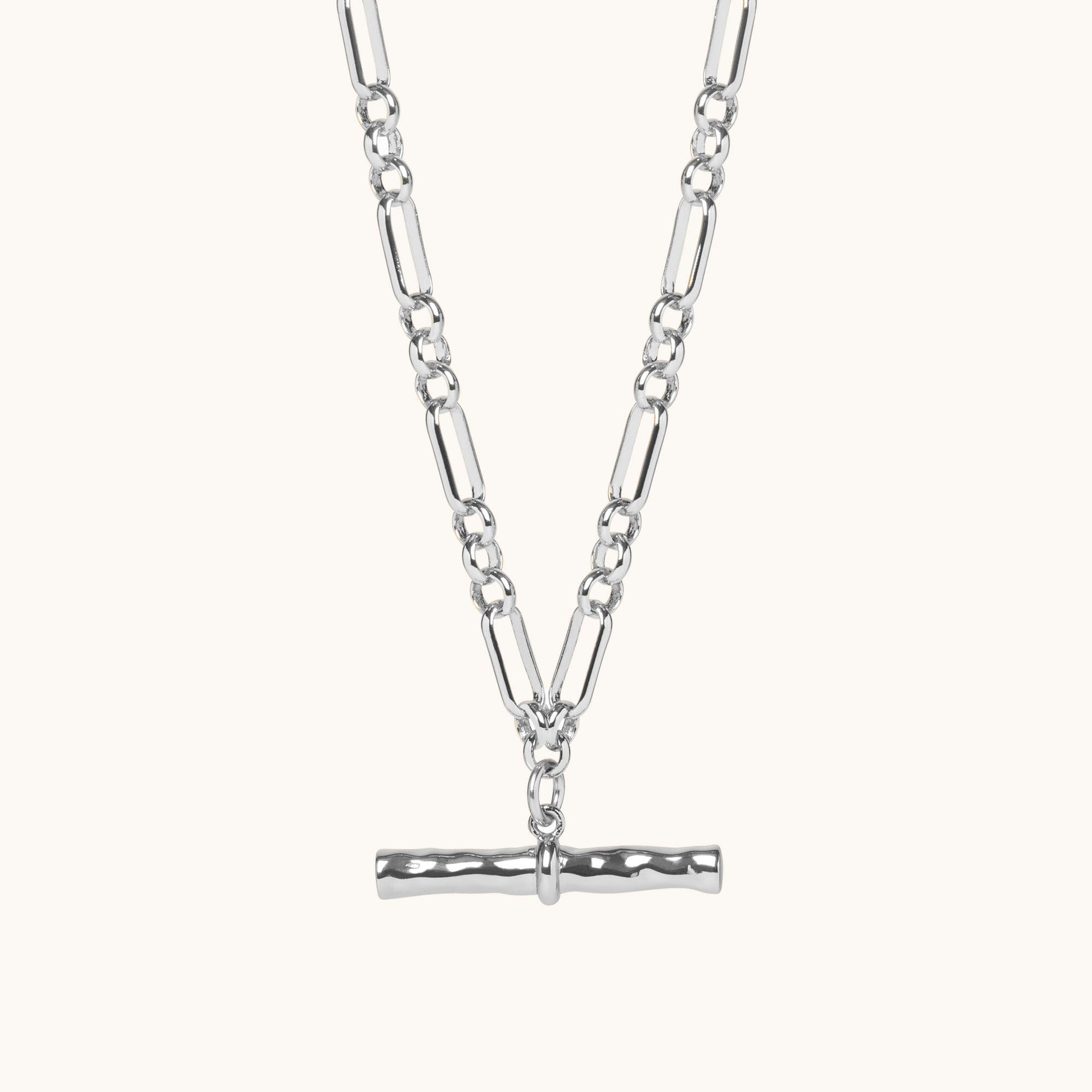 Wavy T-Bar Necklace Silver