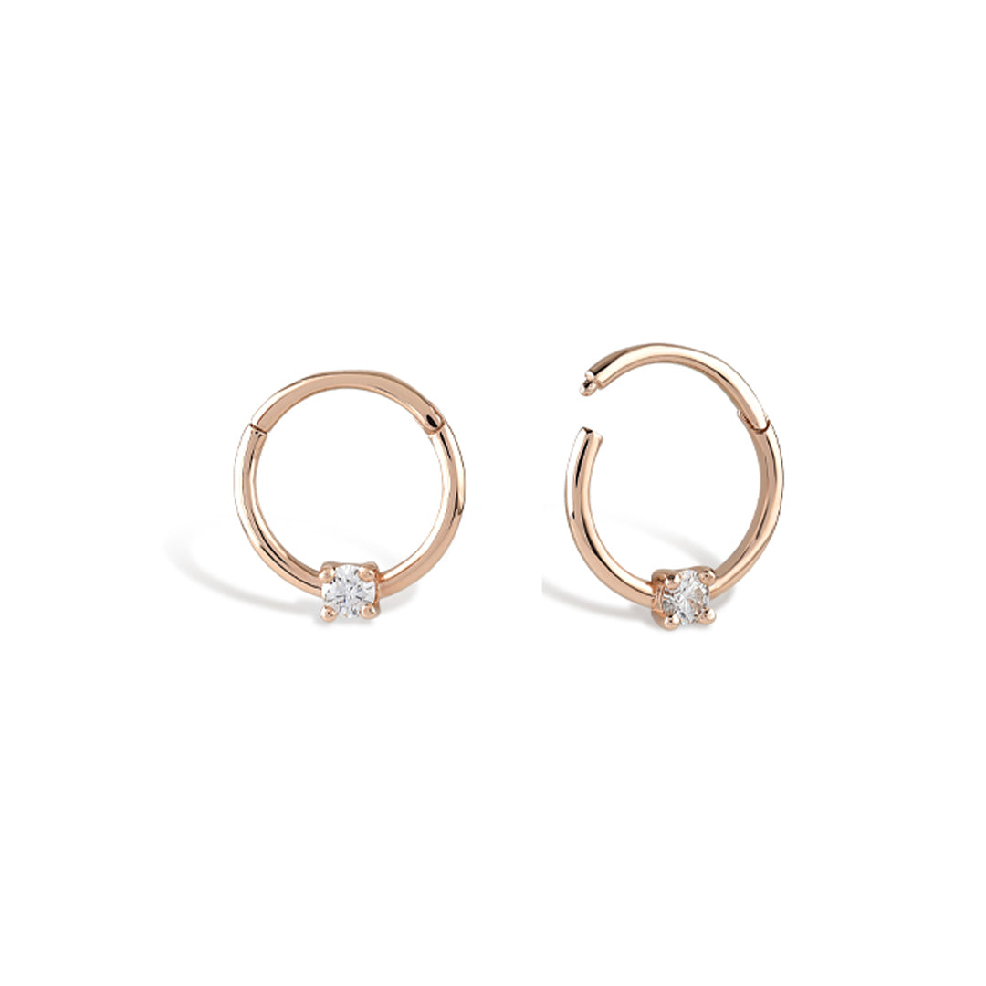 Gold Diamond Sideways Hoop Earring