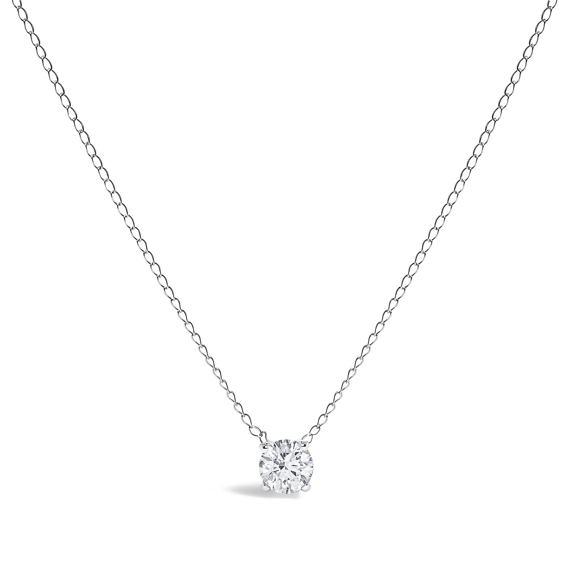 14K Gold Floating 1/2 Cttw Lab Grown Diamond Solitaire Pendant Necklace - 18' Inches