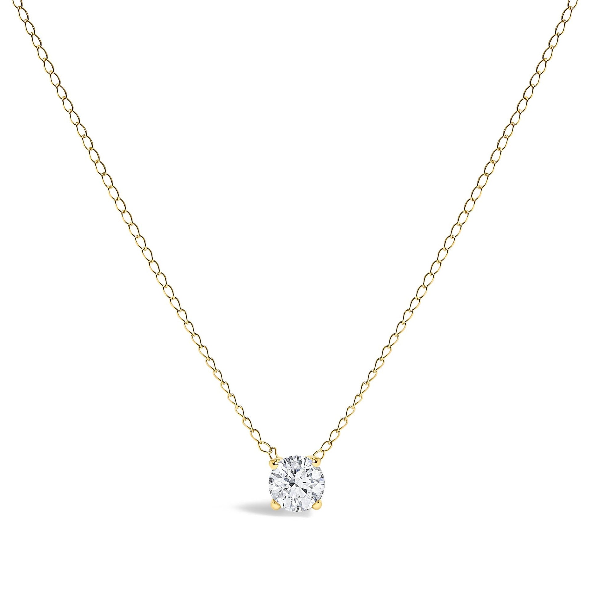 14K Gold Floating 1/2 Cttw Lab Grown Diamond Solitaire Pendant Necklace - 18' Inches