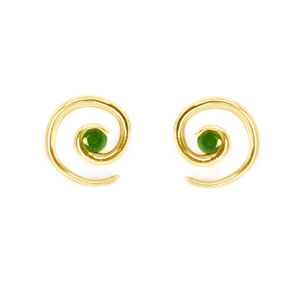 Yellow Gold Vermeil Spiral Emerald Earrings