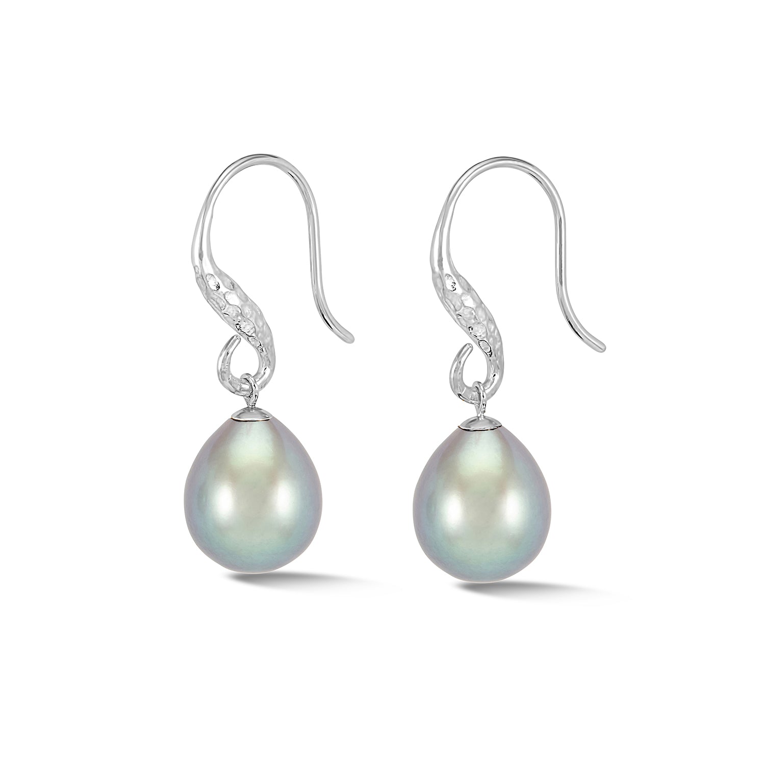 12mm Oval Dove Grey Freshwater Pearl Drop Earrings