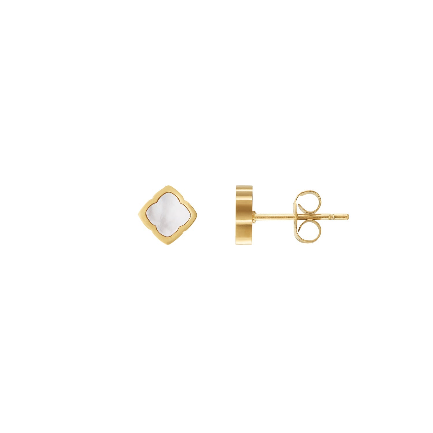 Mini Pearl Clover Stud Earrings (Gold)