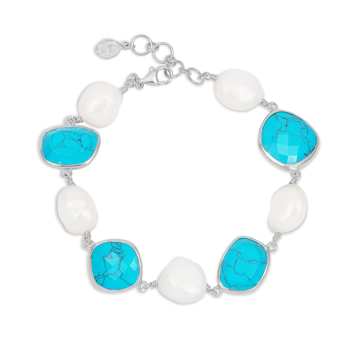 Turquoise & Pearl Pebble Bracelet