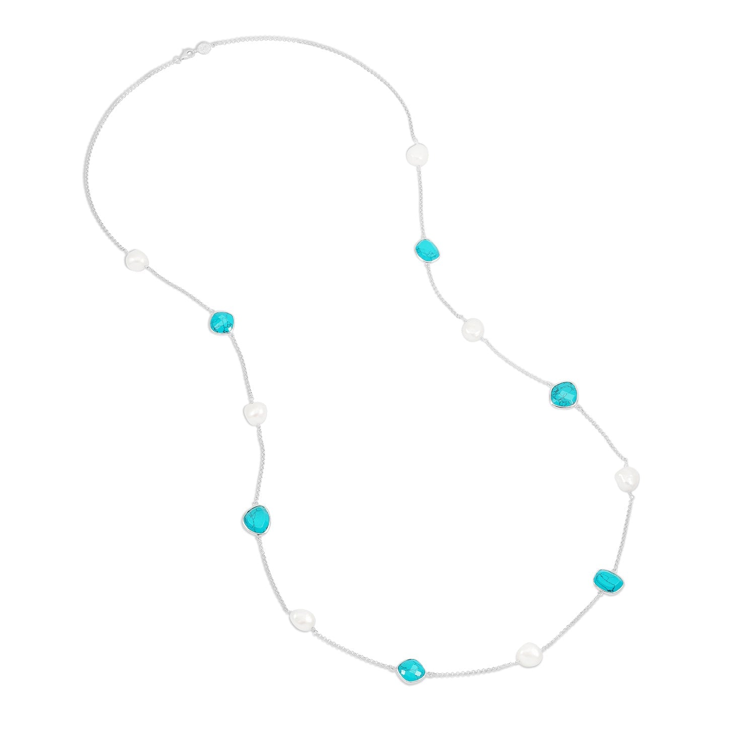Long Turquoise & Baroque Pearl Necklace