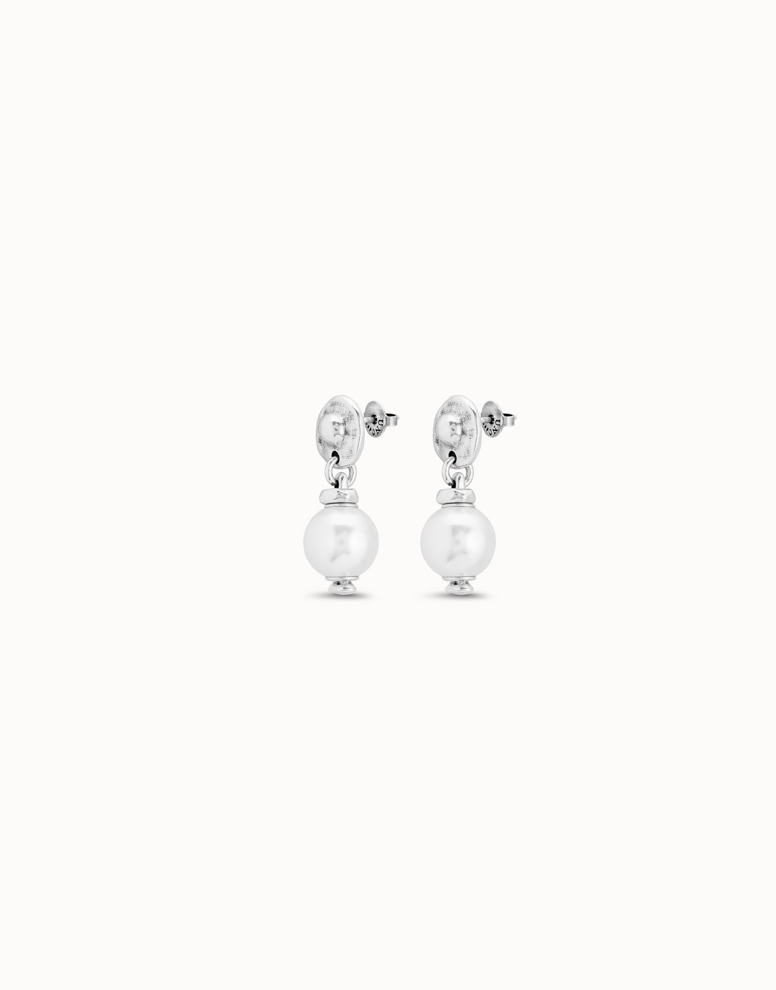 Sterling silver-plated drop earrings with pearl