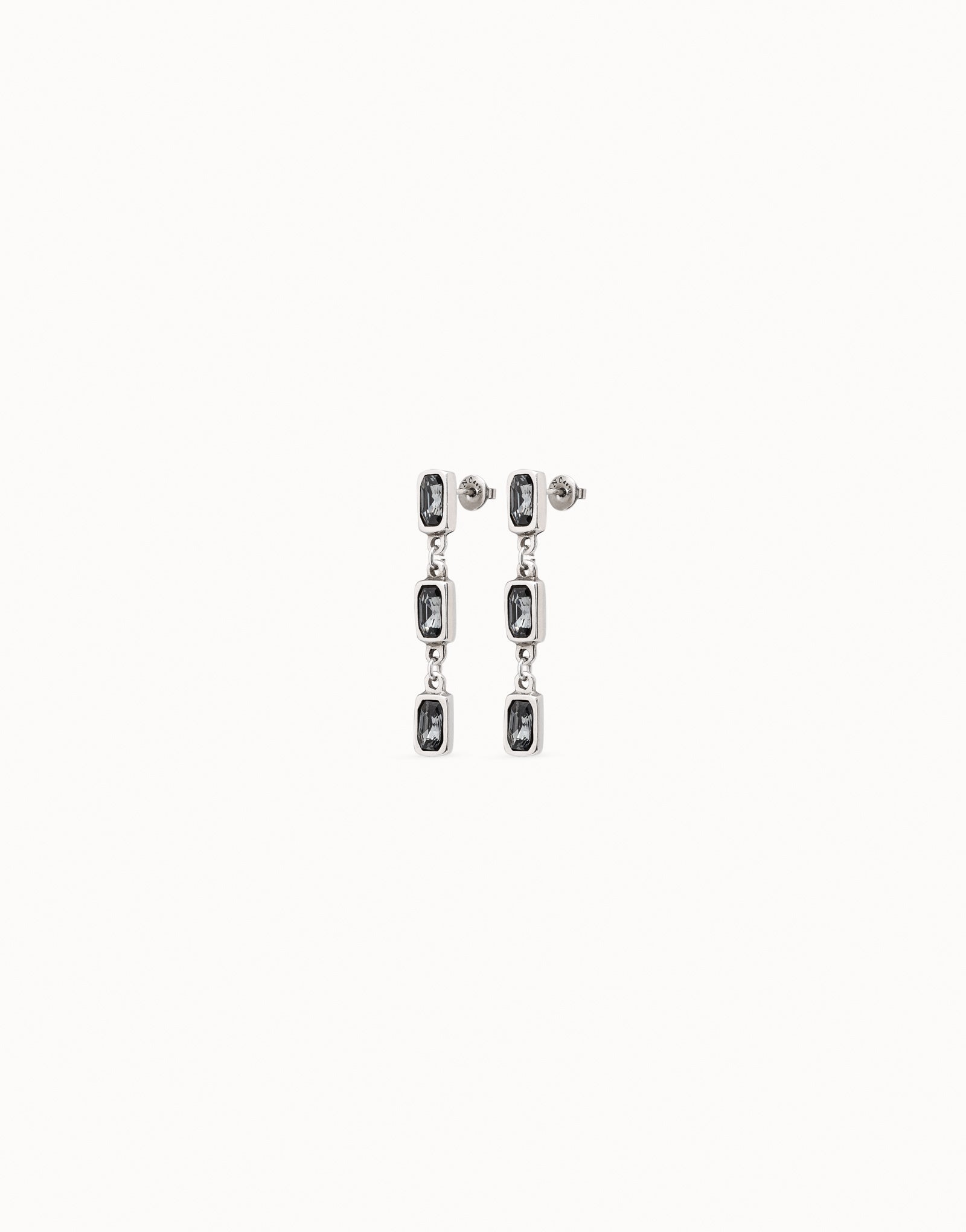 Drop earrings with gray crystals