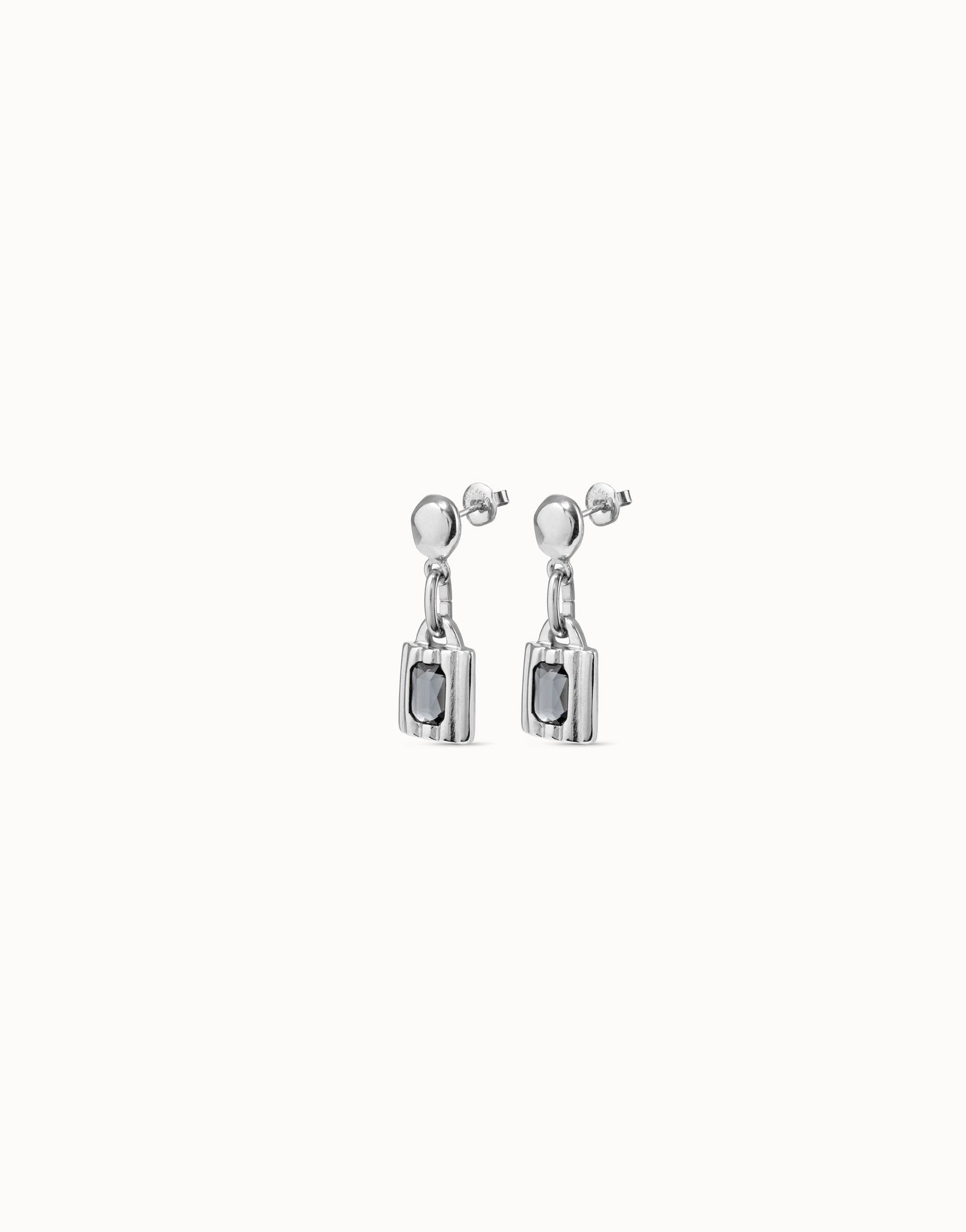 Padlock shaped drop earrings