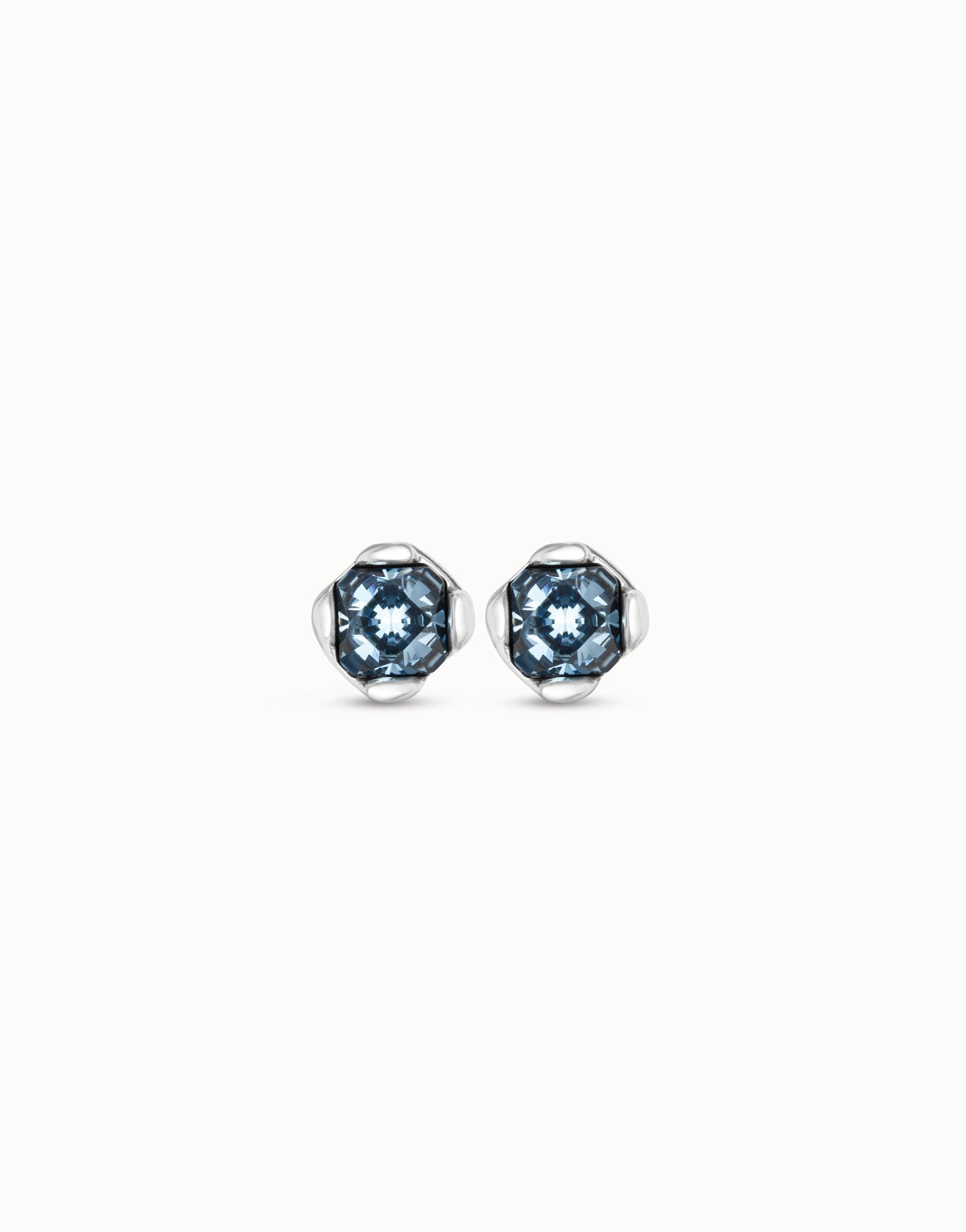 Stud earrings with blue crystal