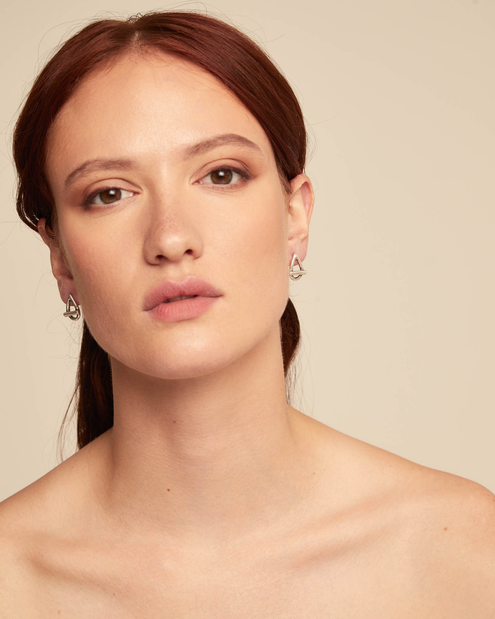 Drop oval link shaped earrings