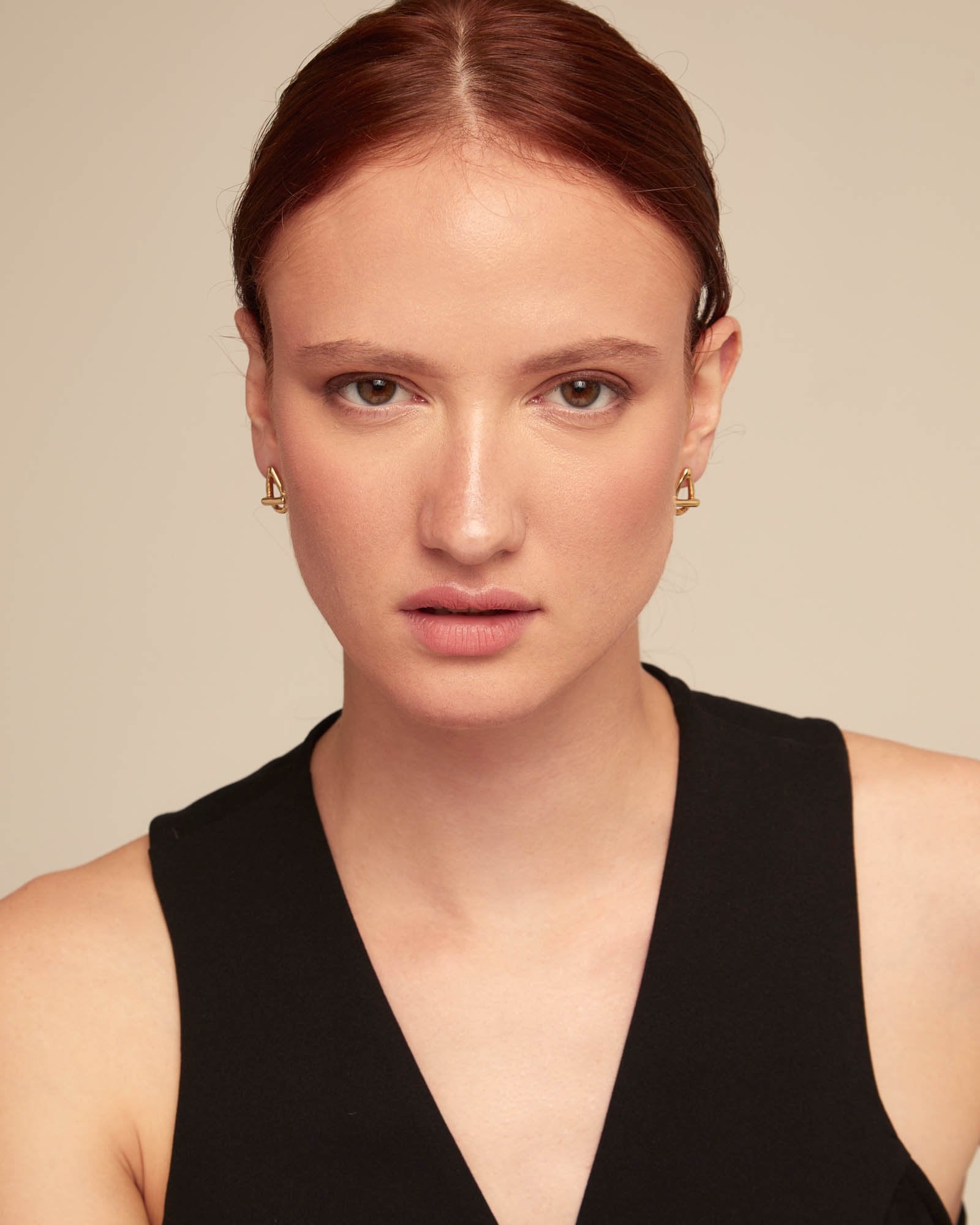 Drop oval link shaped earrings