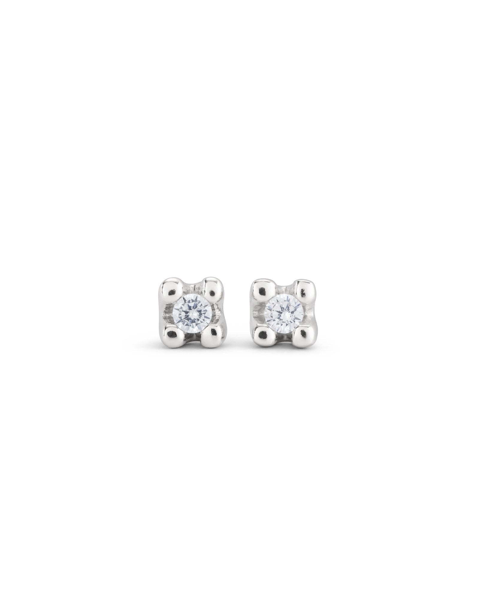 Stud earrings with white cubic zirconia