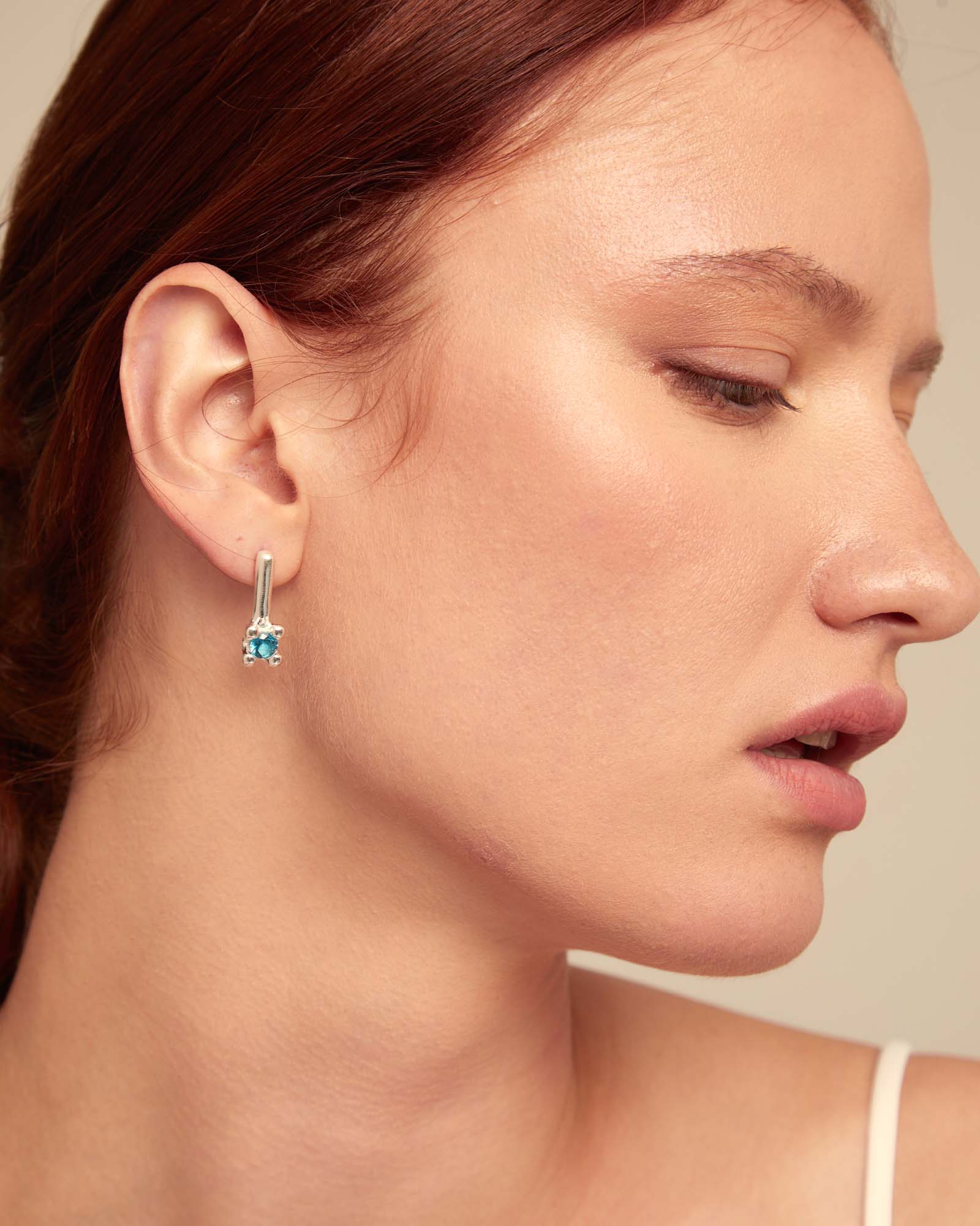Drop earrings with blue cubic zirconia
