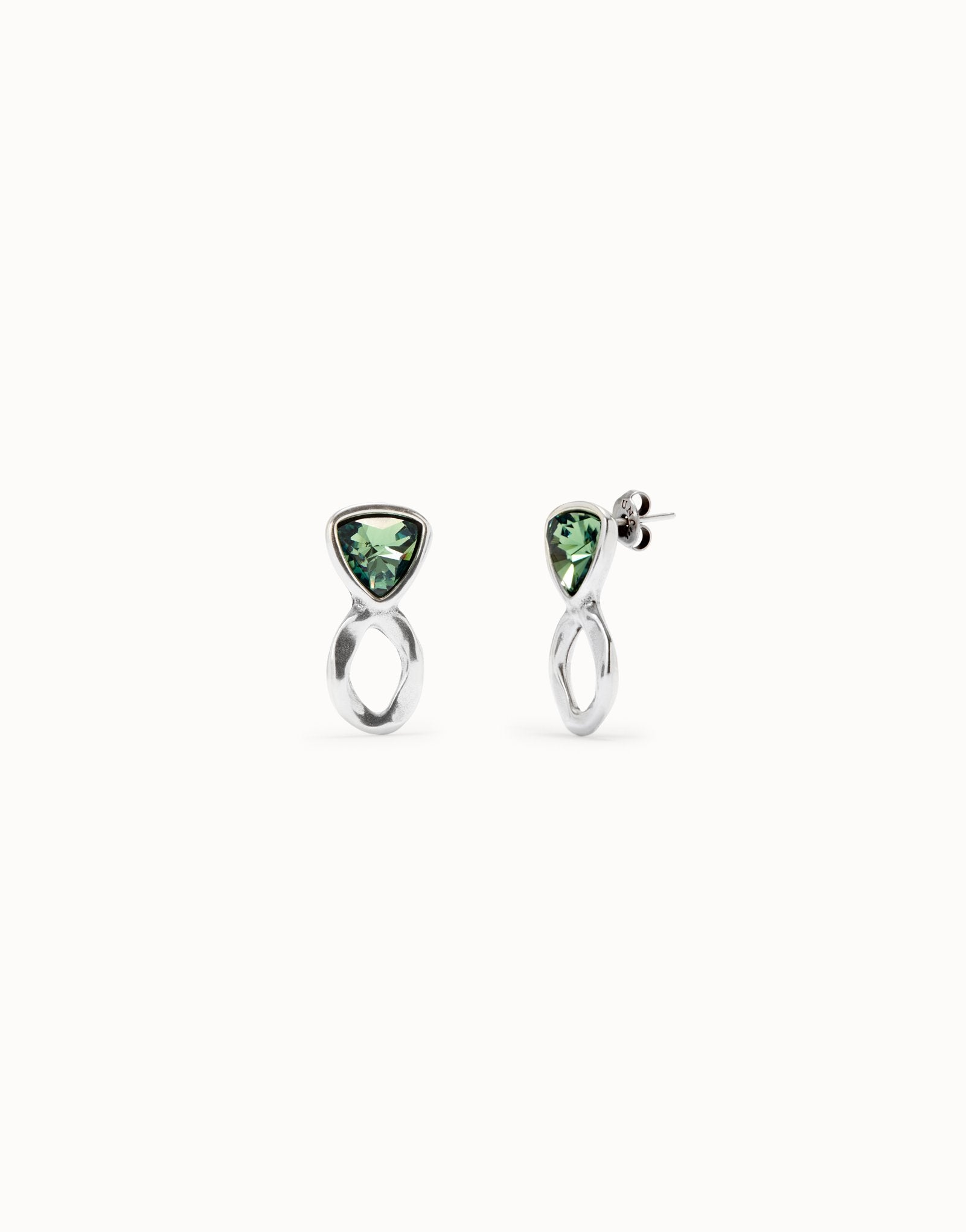 Drop earrings with green crystals