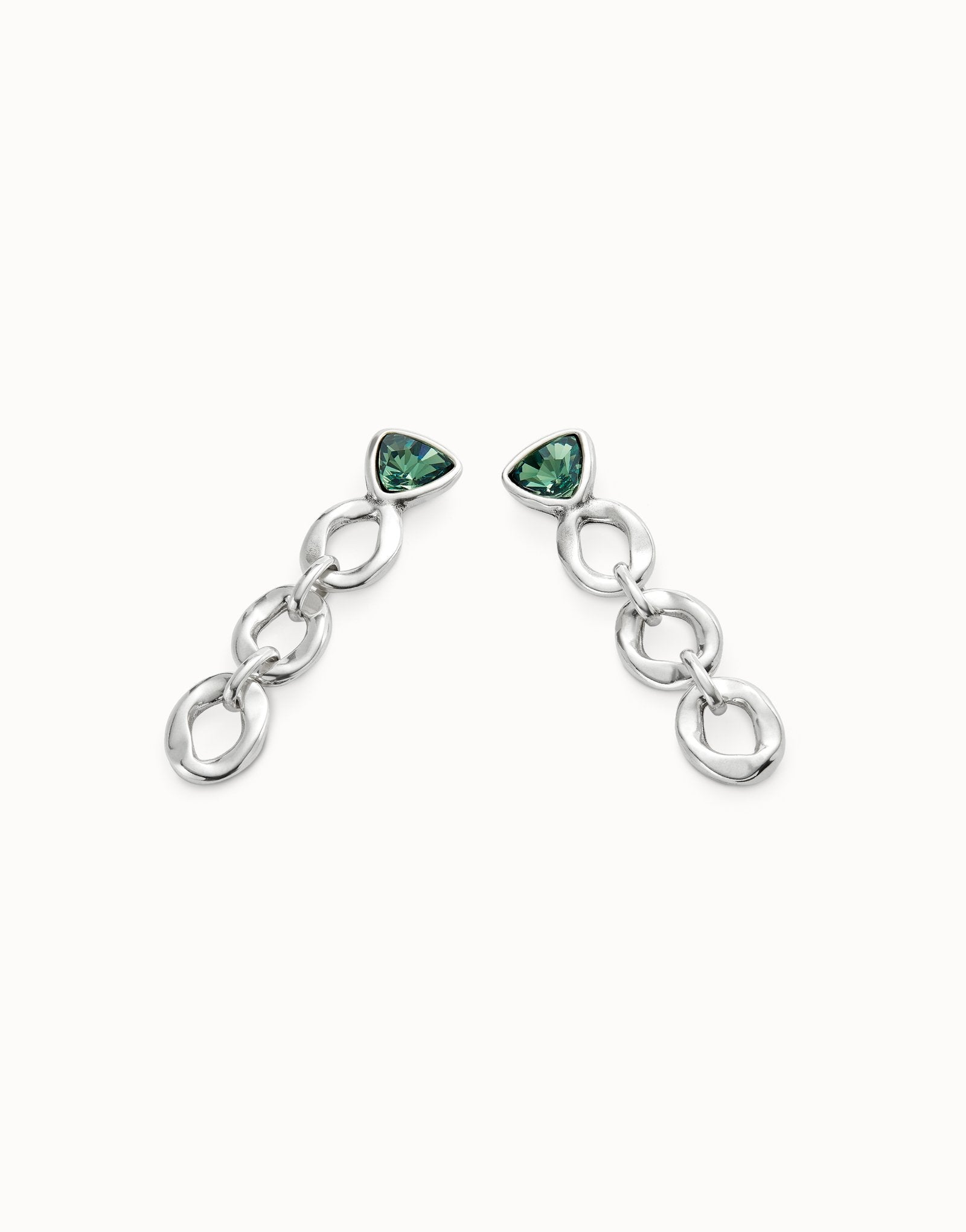Drop earrings with green crystal