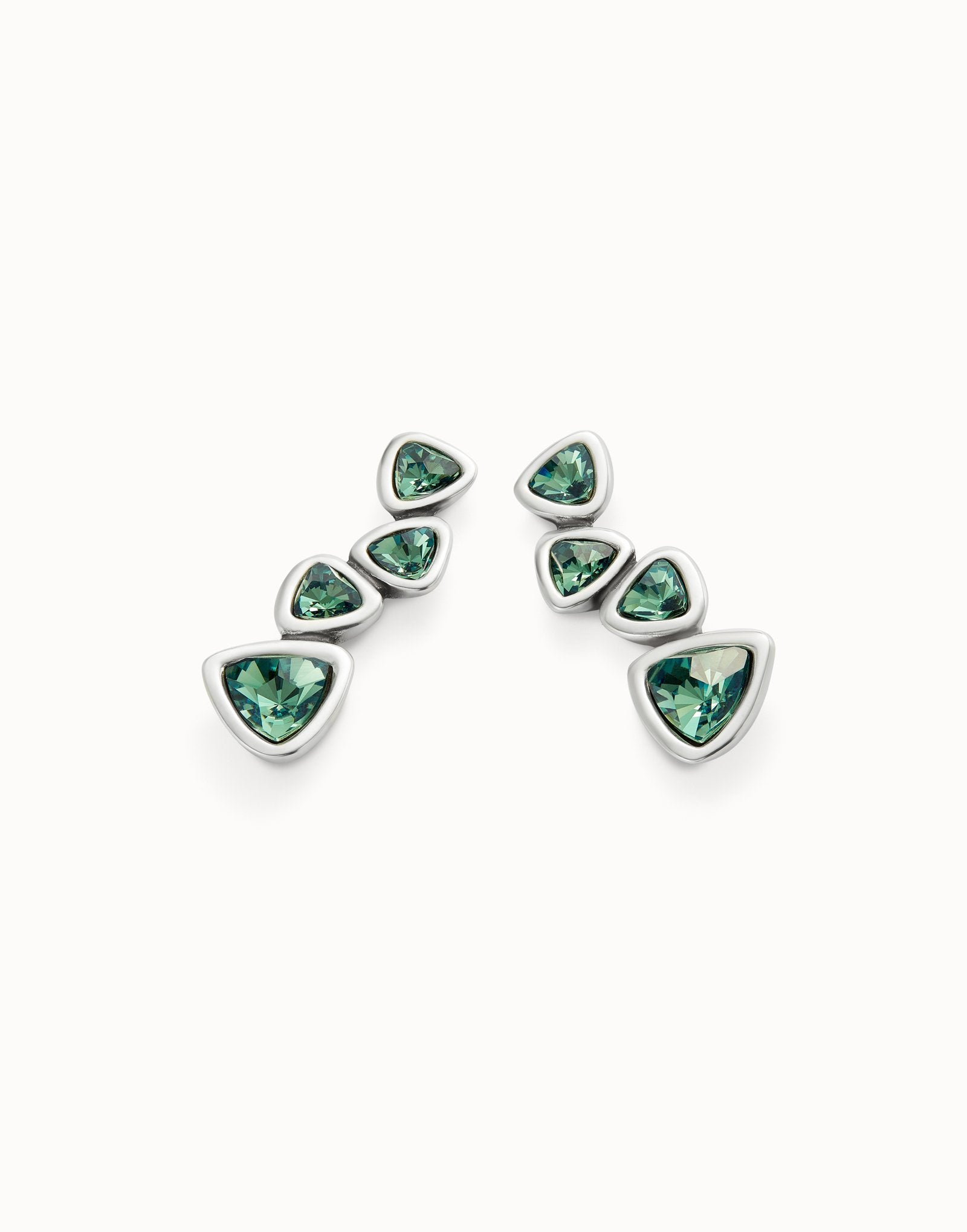 Drop earrings with green crystals