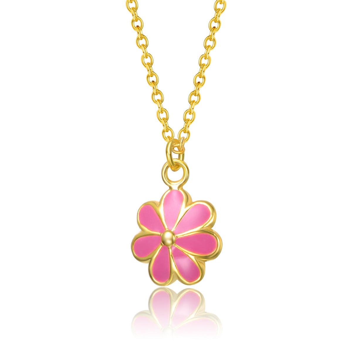 Daisy Flower Drop Charm Necklace