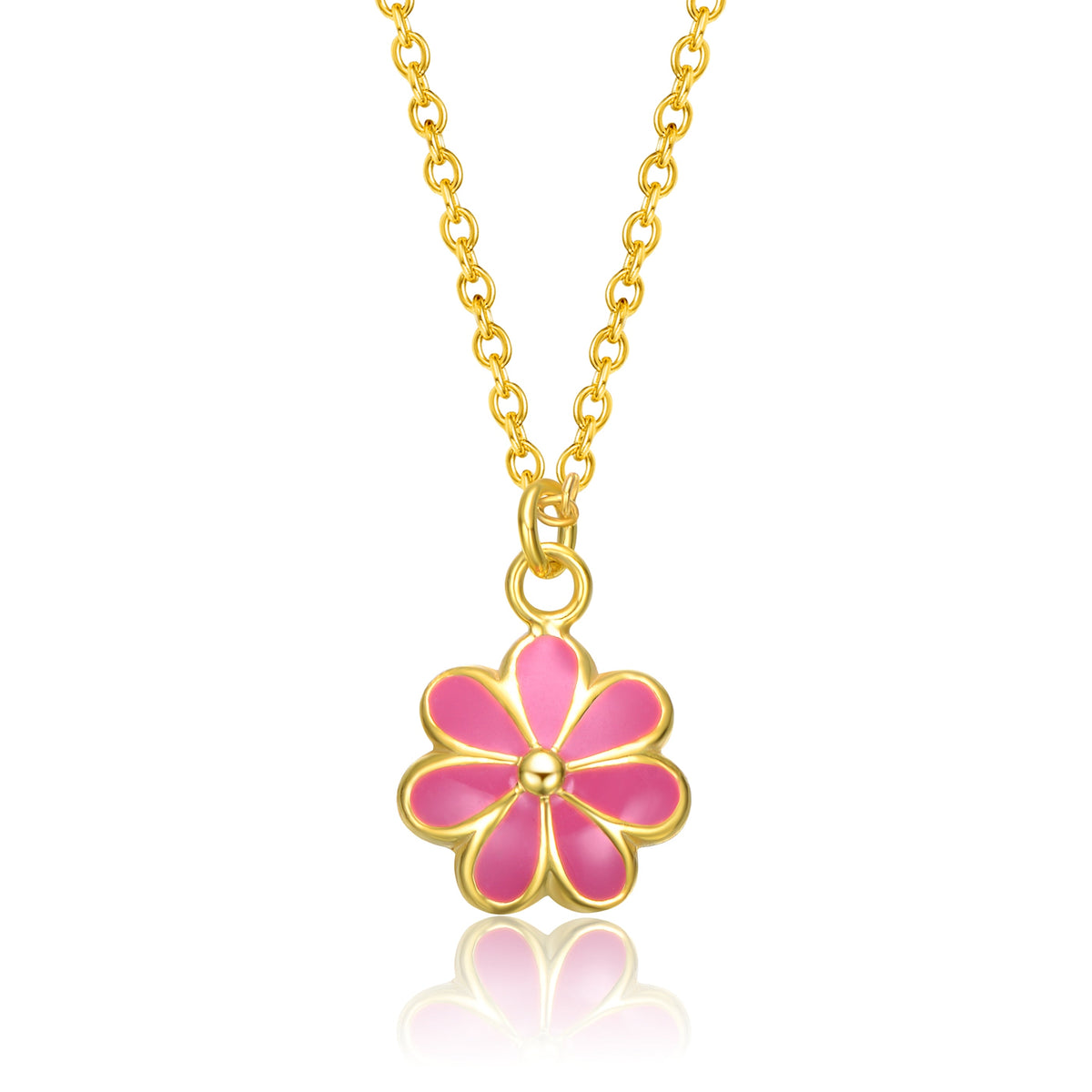 Daisy Flower Drop Charm Necklace