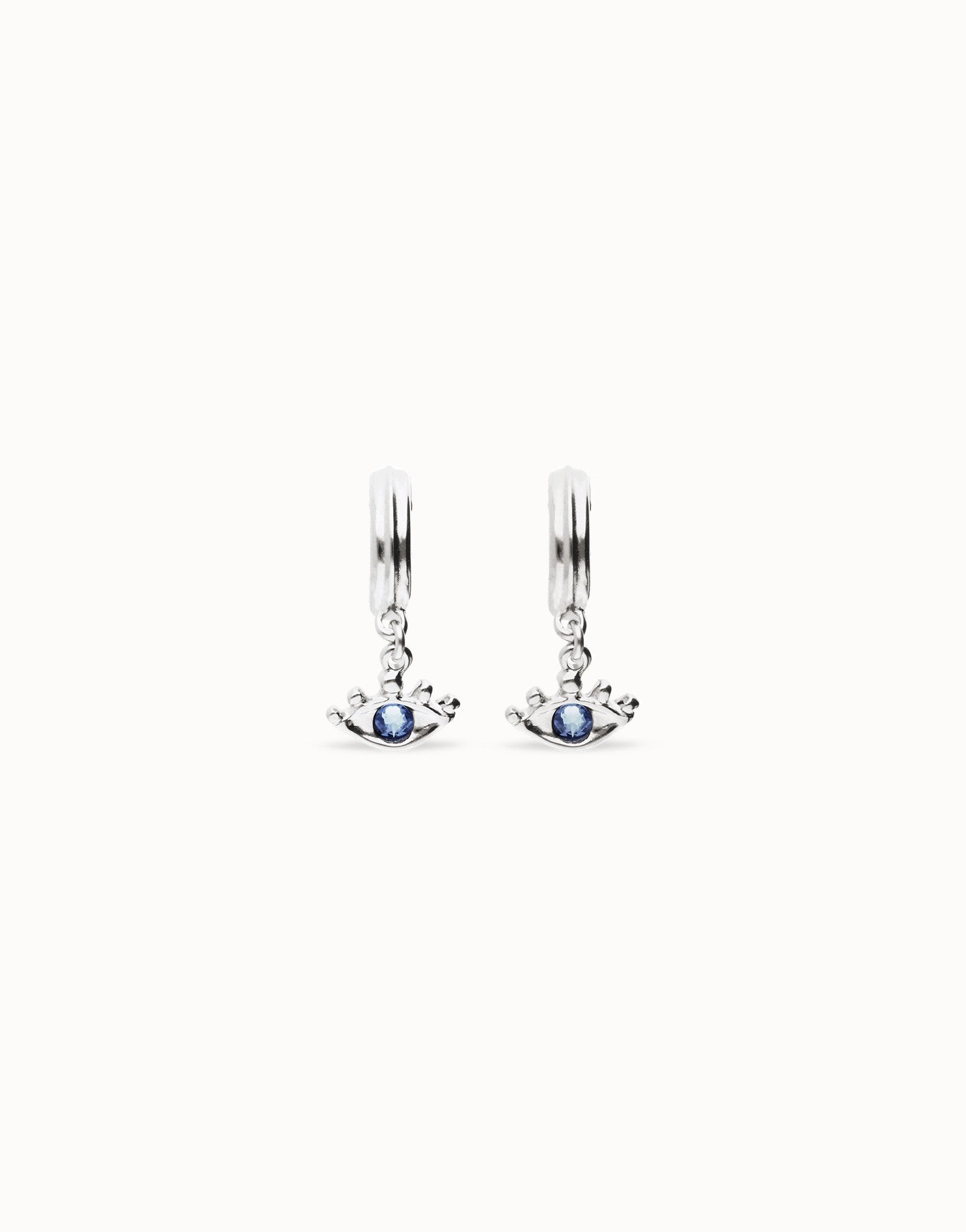 Eye-shaped drop earrings with blue crystal