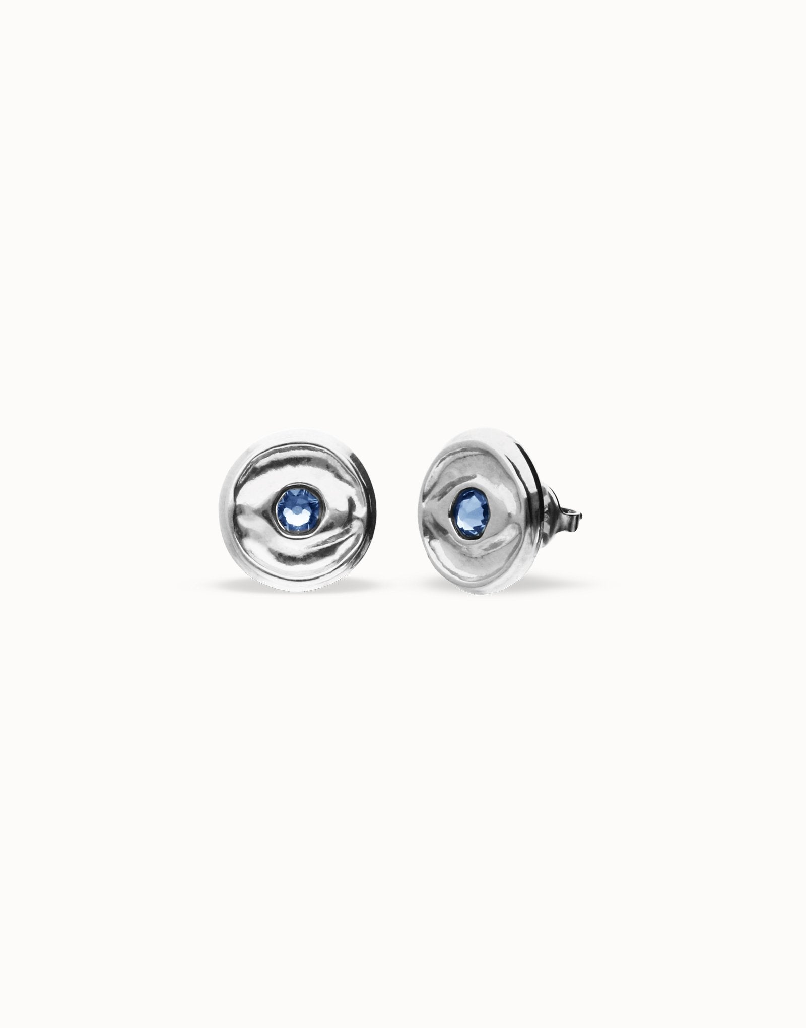 Stud earrings with blue crystal