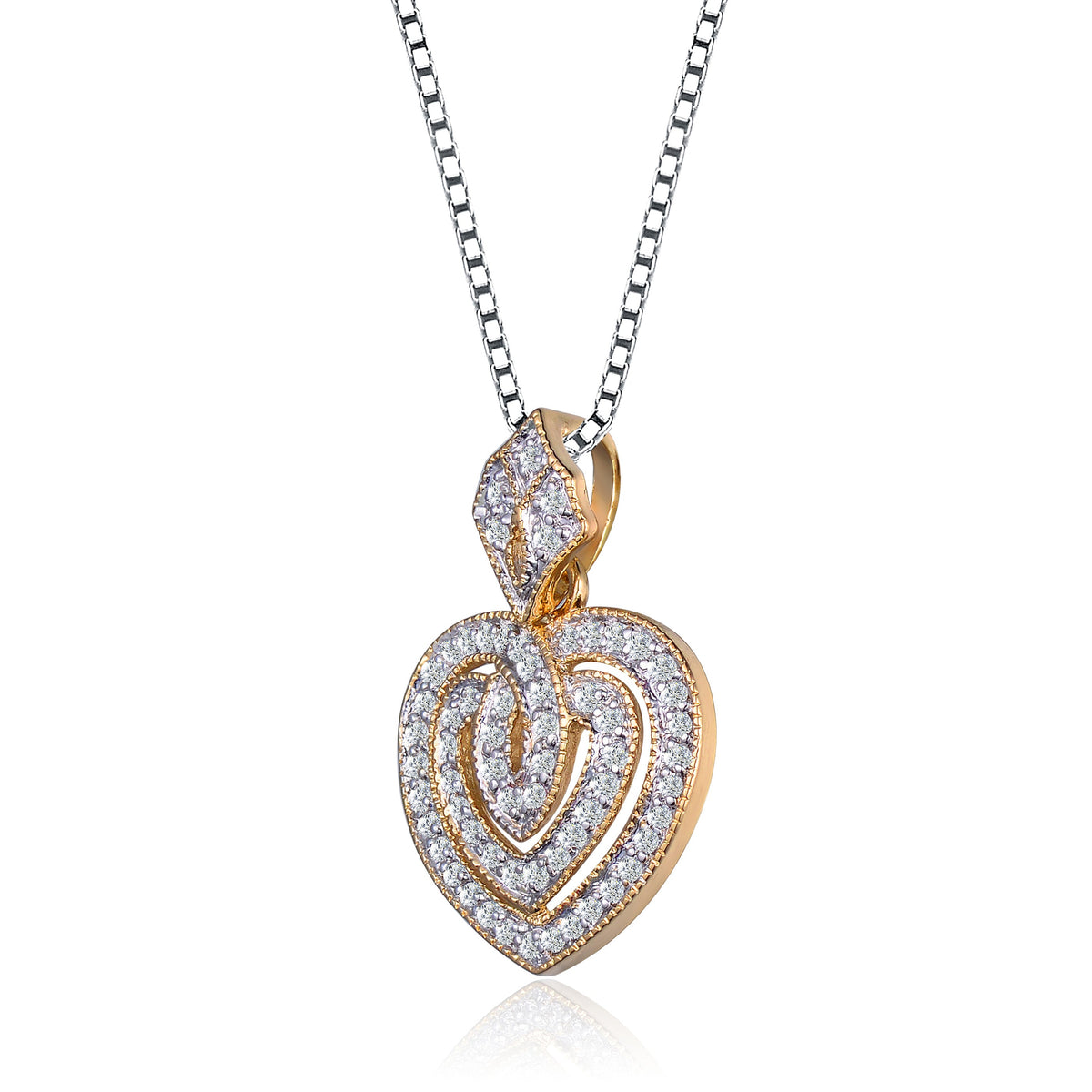 Monique Two-tone Cubic Zirconia Heart Necklace