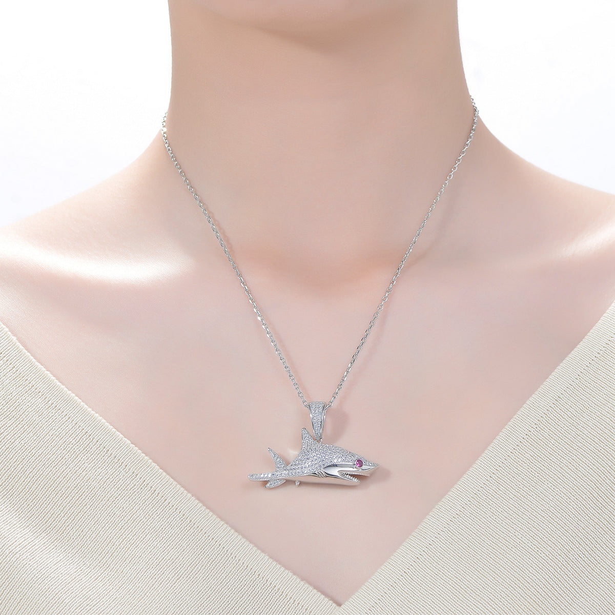 Marceline Ice Out Shark Pendant Necklace