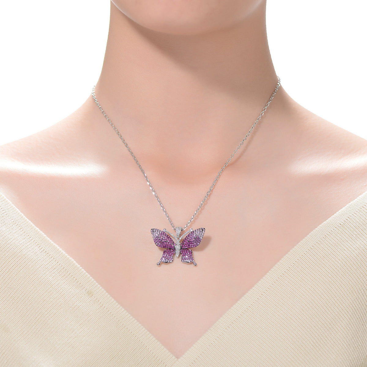 Louise Purple Butterfly Pendant Necklace