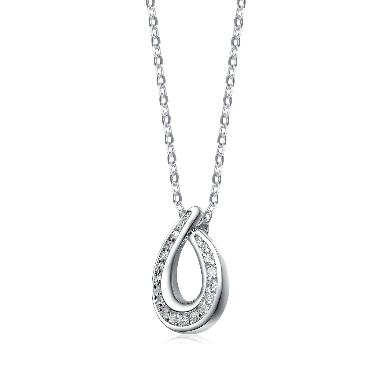 Fleur Pavé Teardrop Pendentif Necklace