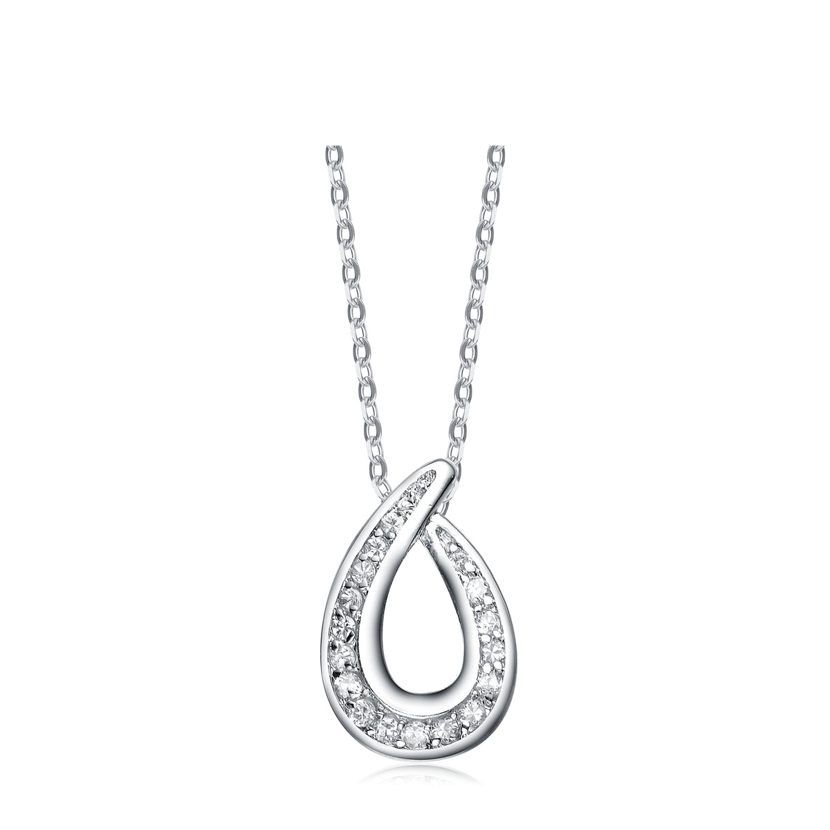 Fleur Pavé Teardrop Pendentif Necklace