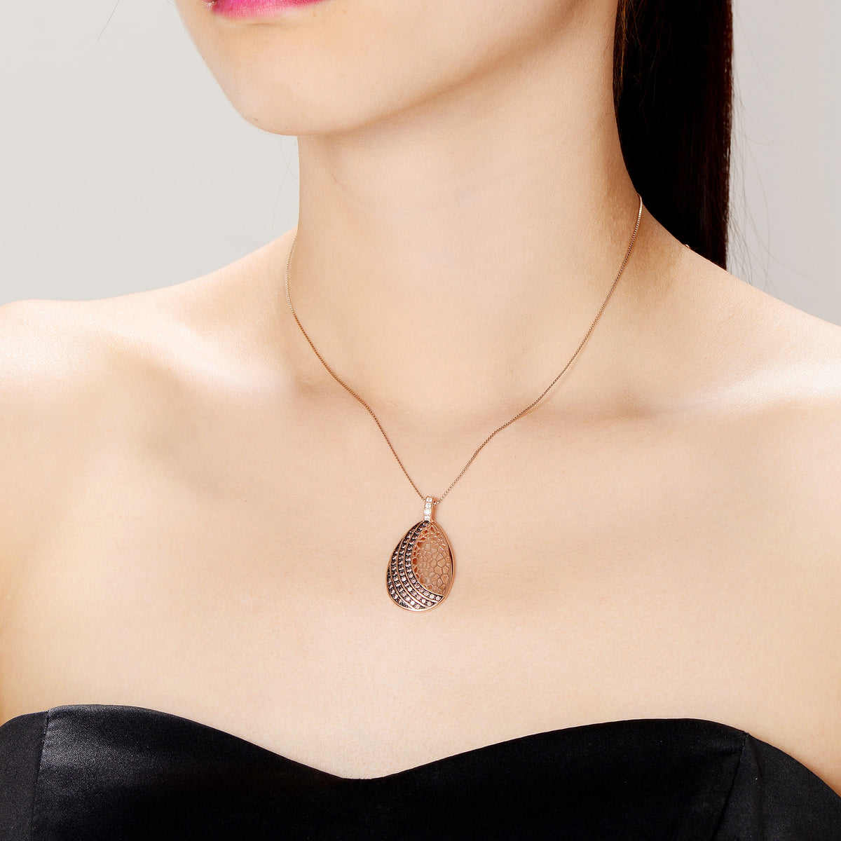 Fleur Drop Pendant with Pave Necklace