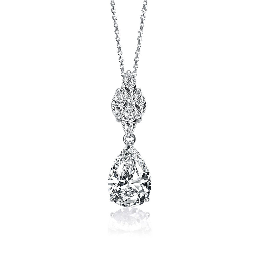 Palais Marquise Cluster Accent Drop Necklace