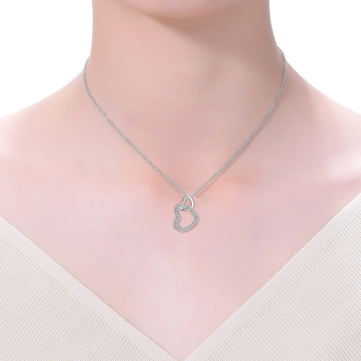Corinne Double Heart Collier Necklace