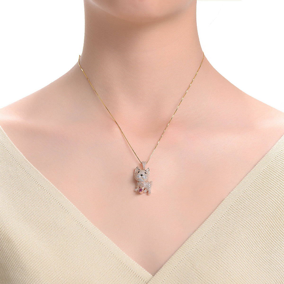 Colette Cat Classic Pendant Necklace
